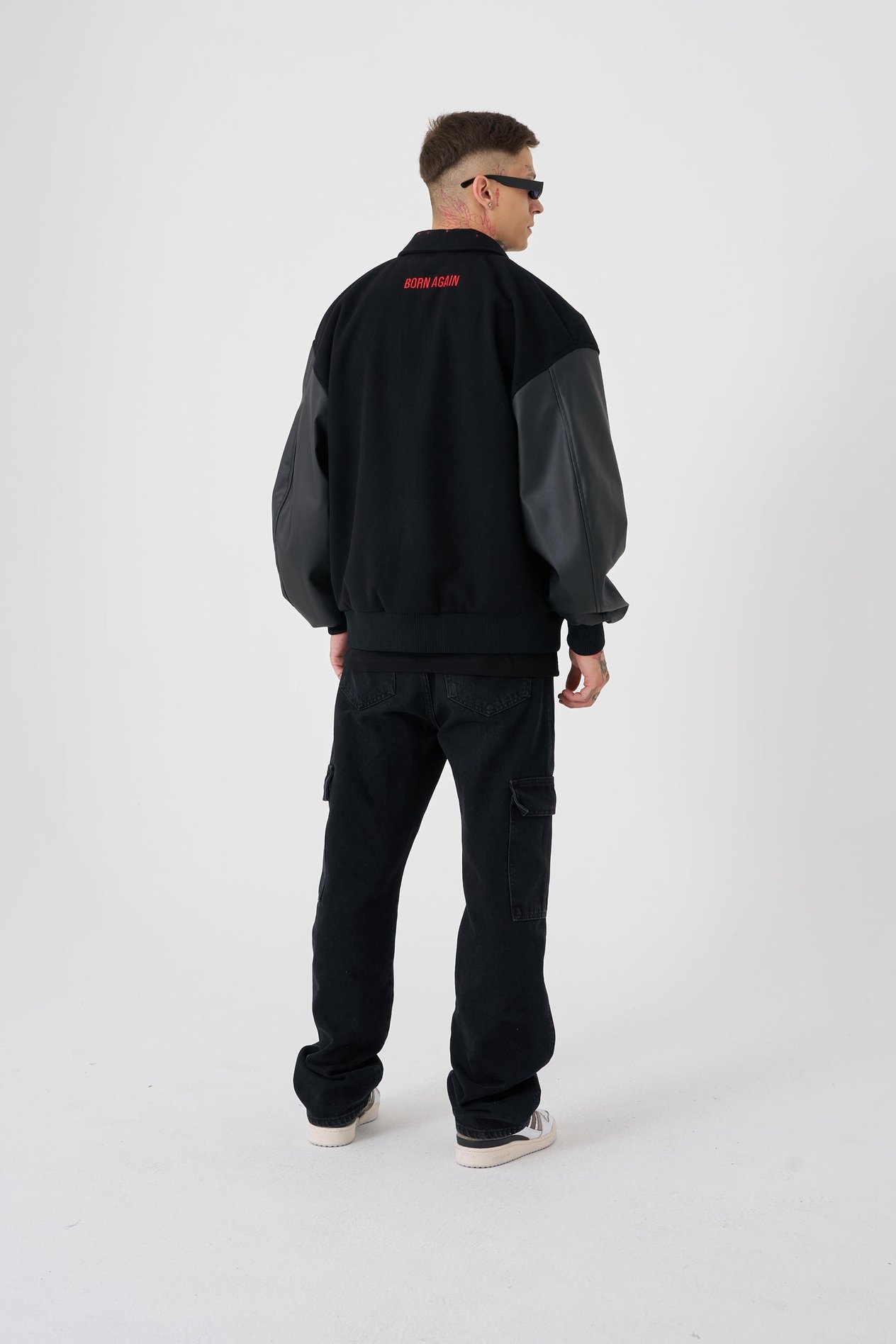 Erkek MC Oversize Siyah Bomber Ceket