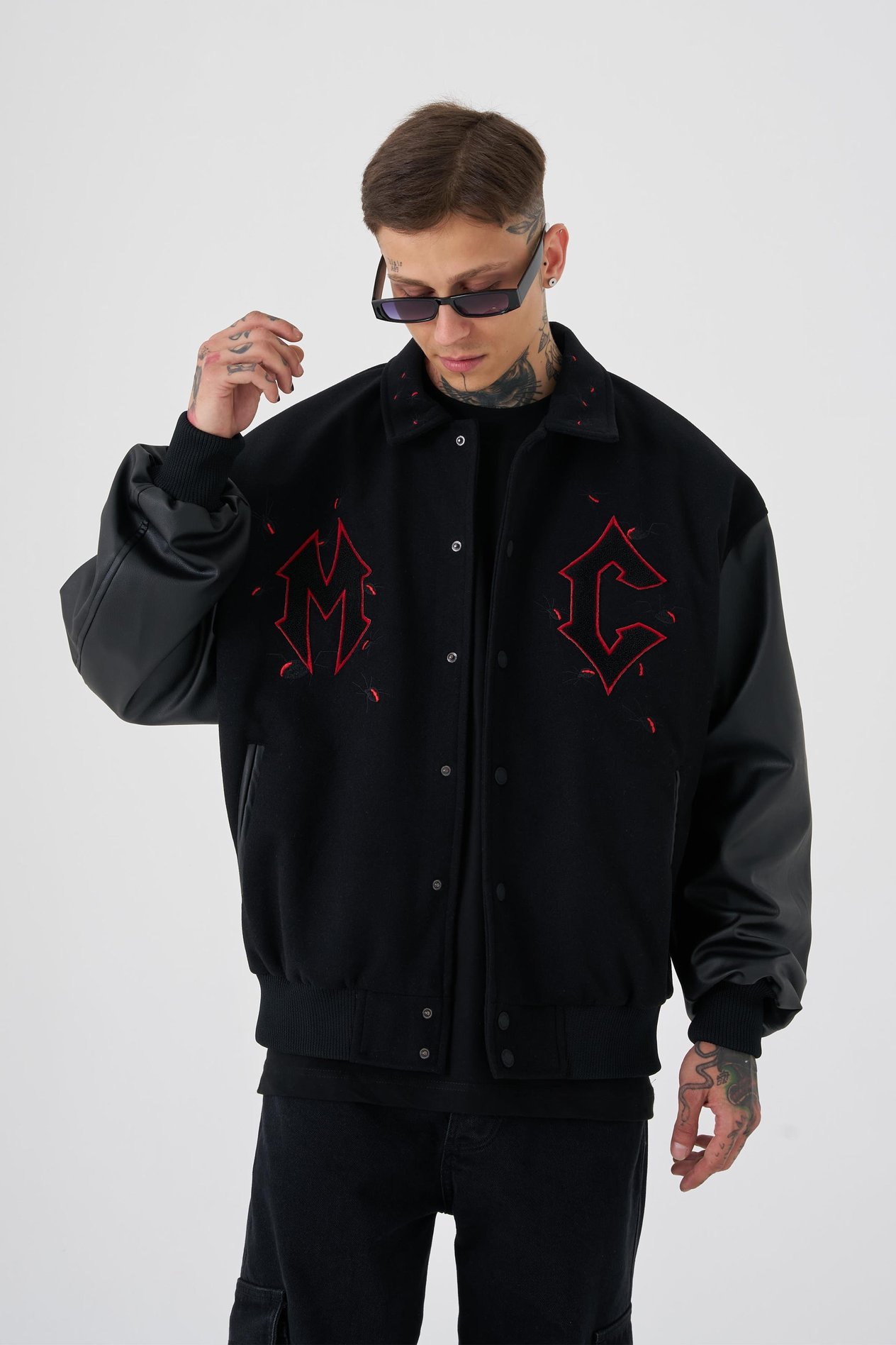 Erkek MC Oversize Siyah Bomber Ceket