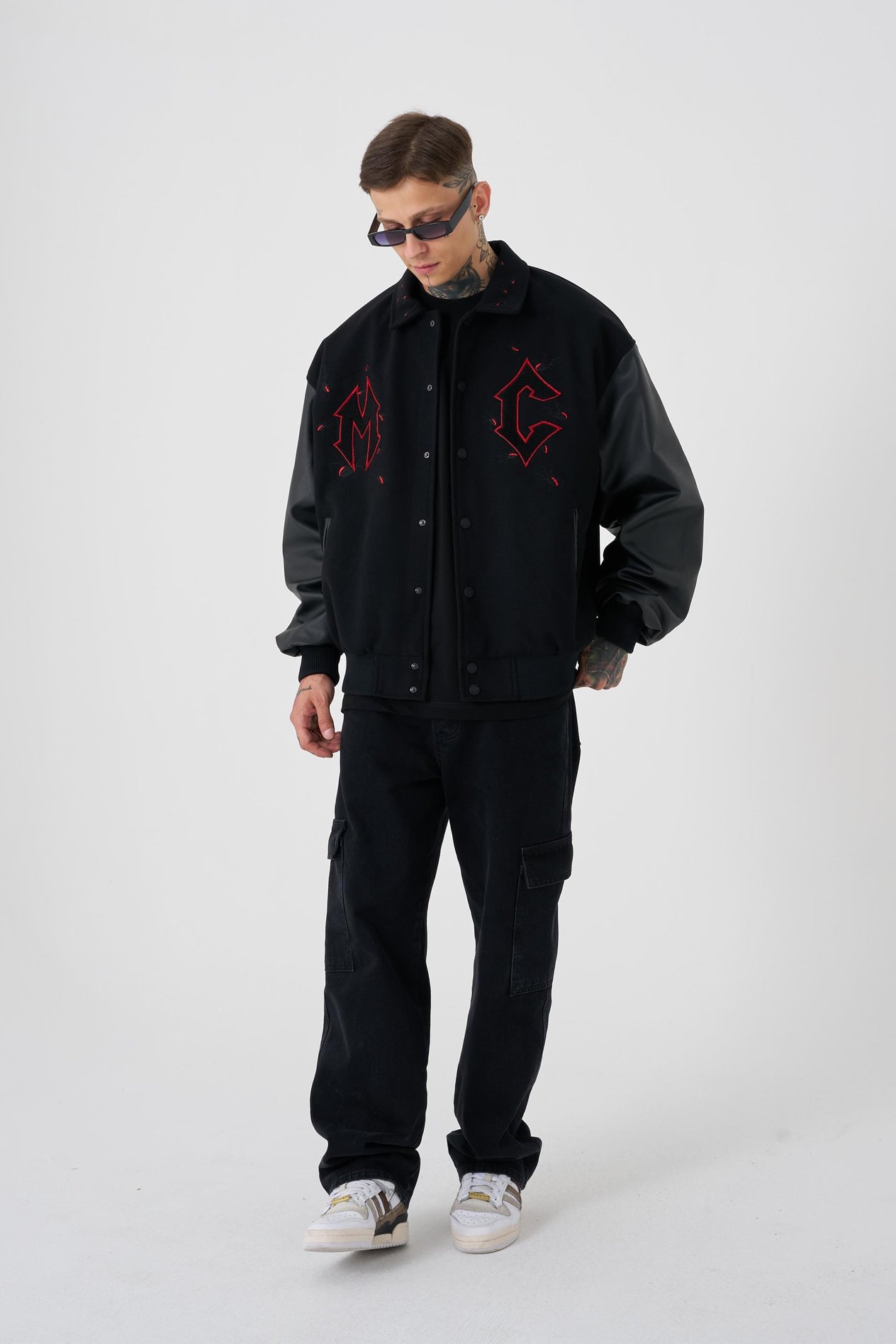 Erkek MC Oversize Siyah Bomber Ceket