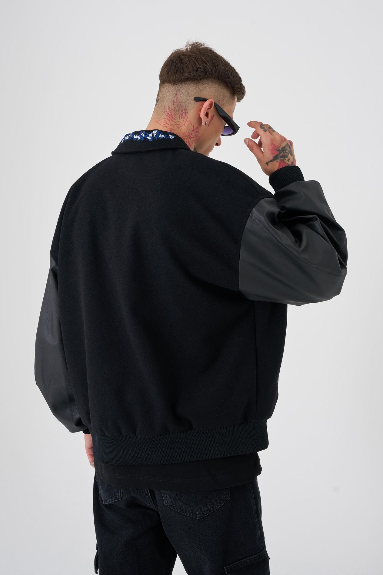 Erkek Solid MC Oversize Siyah Bomber Ceket