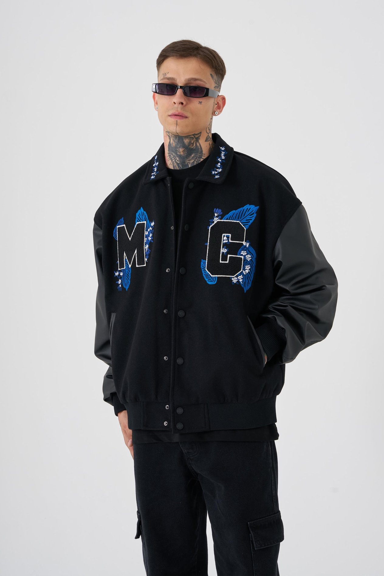 Erkek Solid MC Oversize Siyah Bomber Ceket