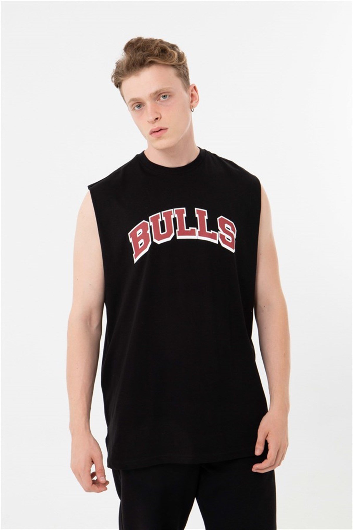 Bulls Oversize Kolsuz Ice Gri T-Shirt-SİYAH