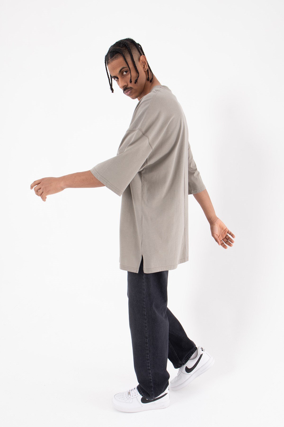 Basic Super Oversize Pamuklu T-Shirt HAKİ