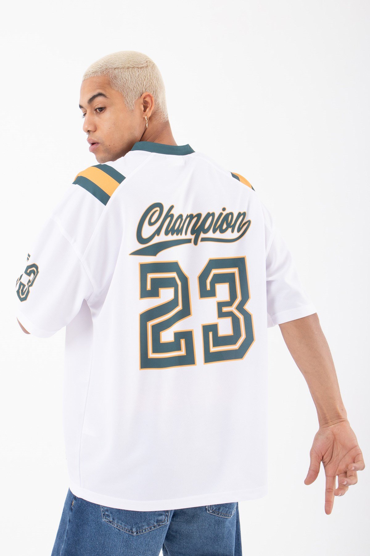 Oversize Champion 23 Baskılı T-Shirt BEYAZ