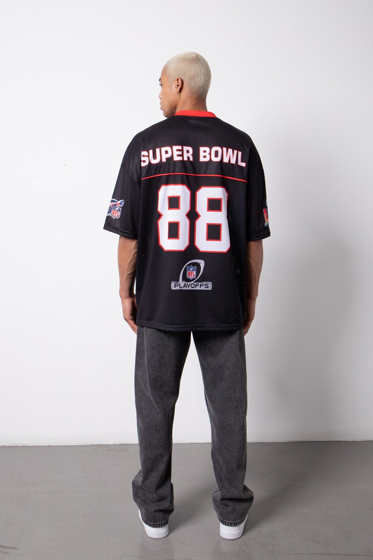 Oversize Super Bowl 88 Baskılı NFL T-shirt SİYAH