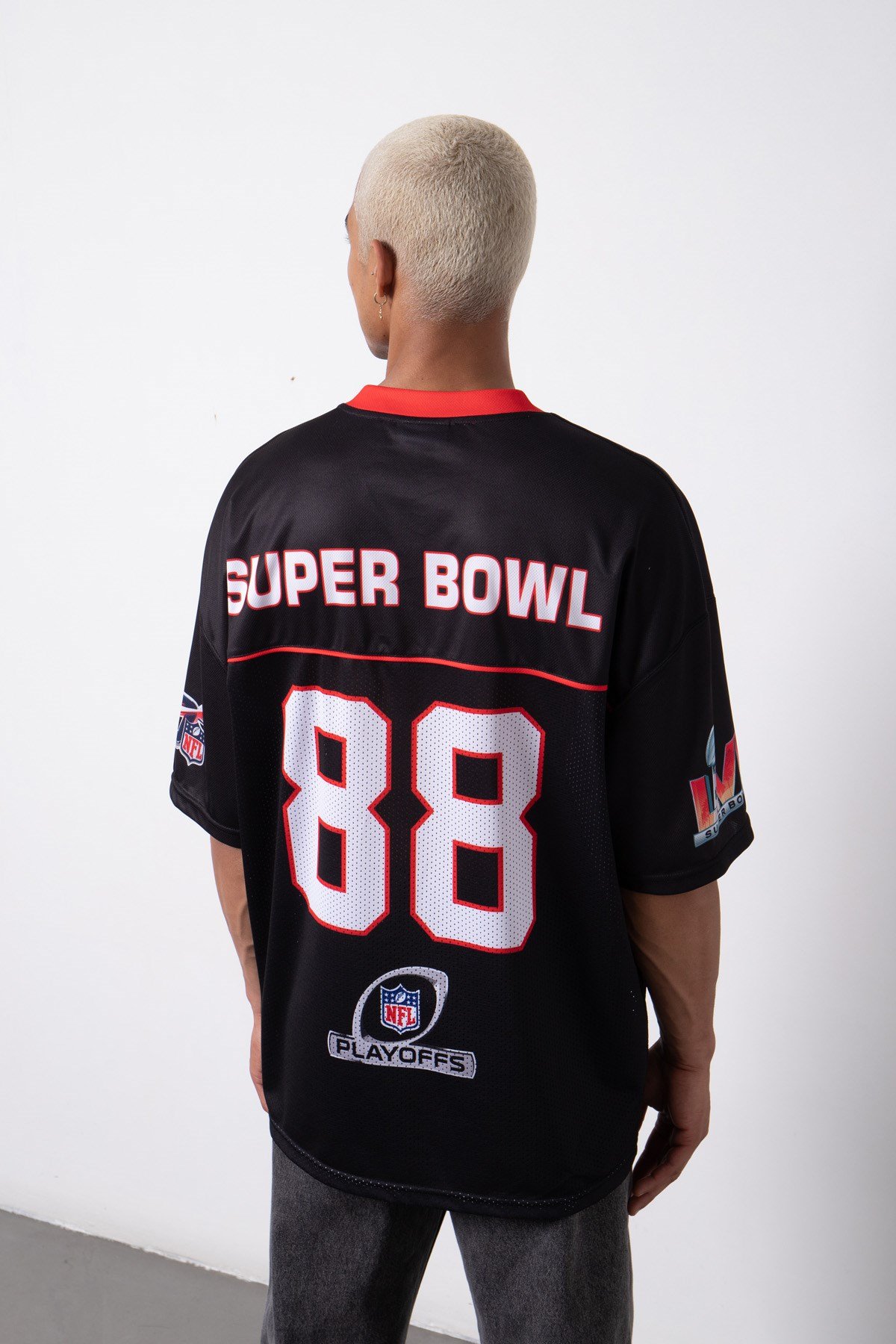 Oversize Super Bowl 88 Baskılı NFL T-shirt SİYAH