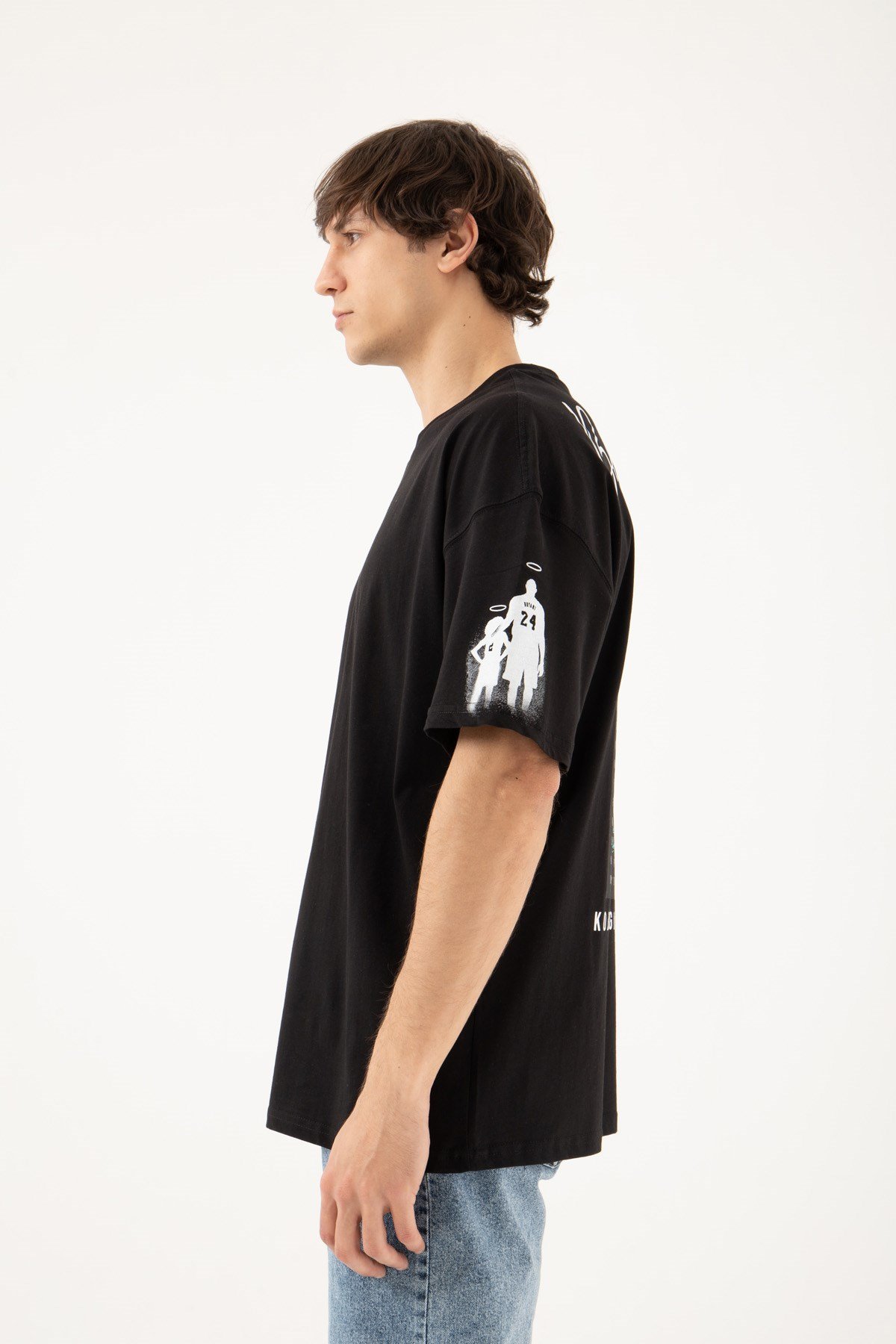 Oversize Black Mamba Baskılı Pamuklu T-Shirt SİYAH
