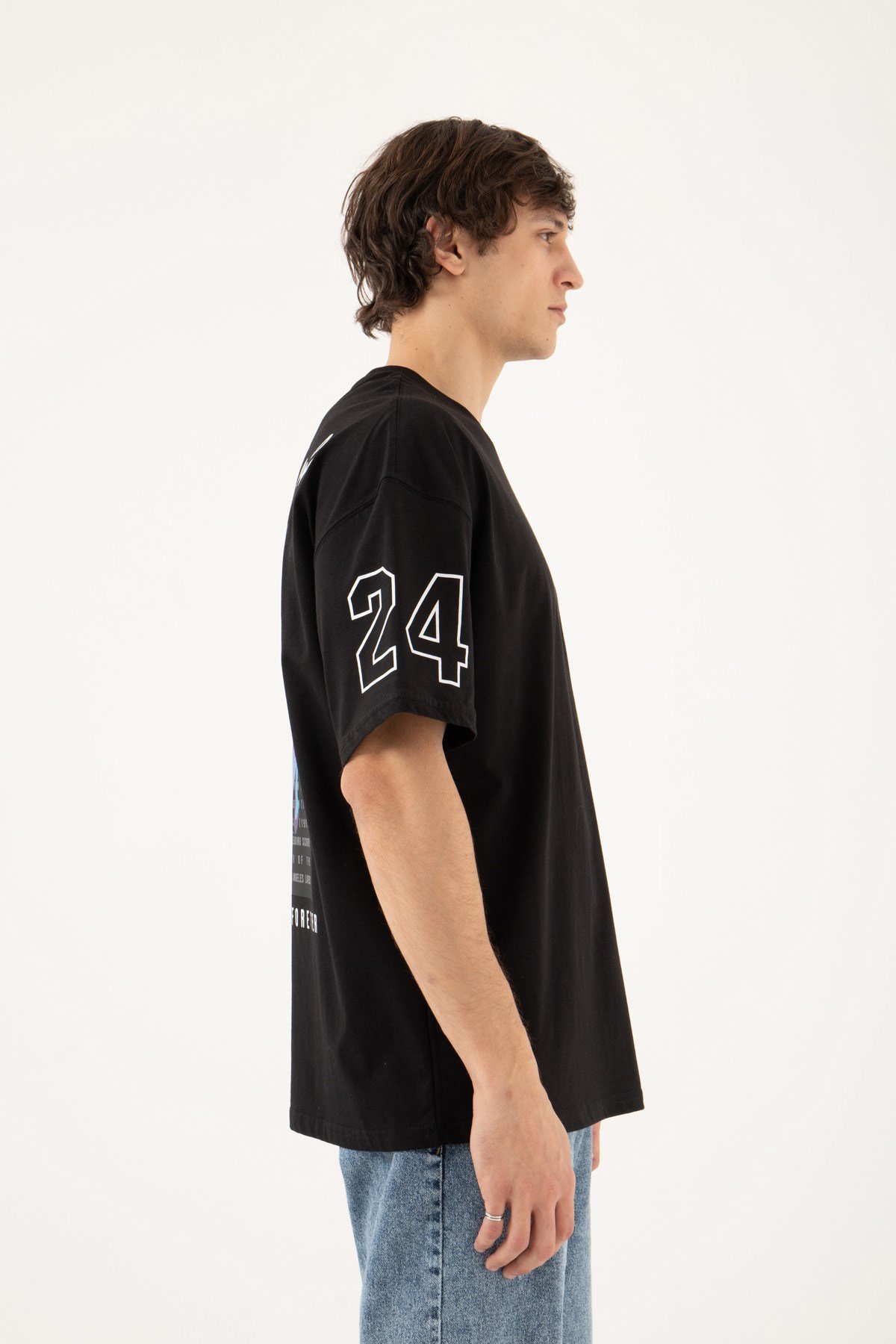 Oversize Black Mamba Baskılı Pamuklu T-Shirt SİYAH