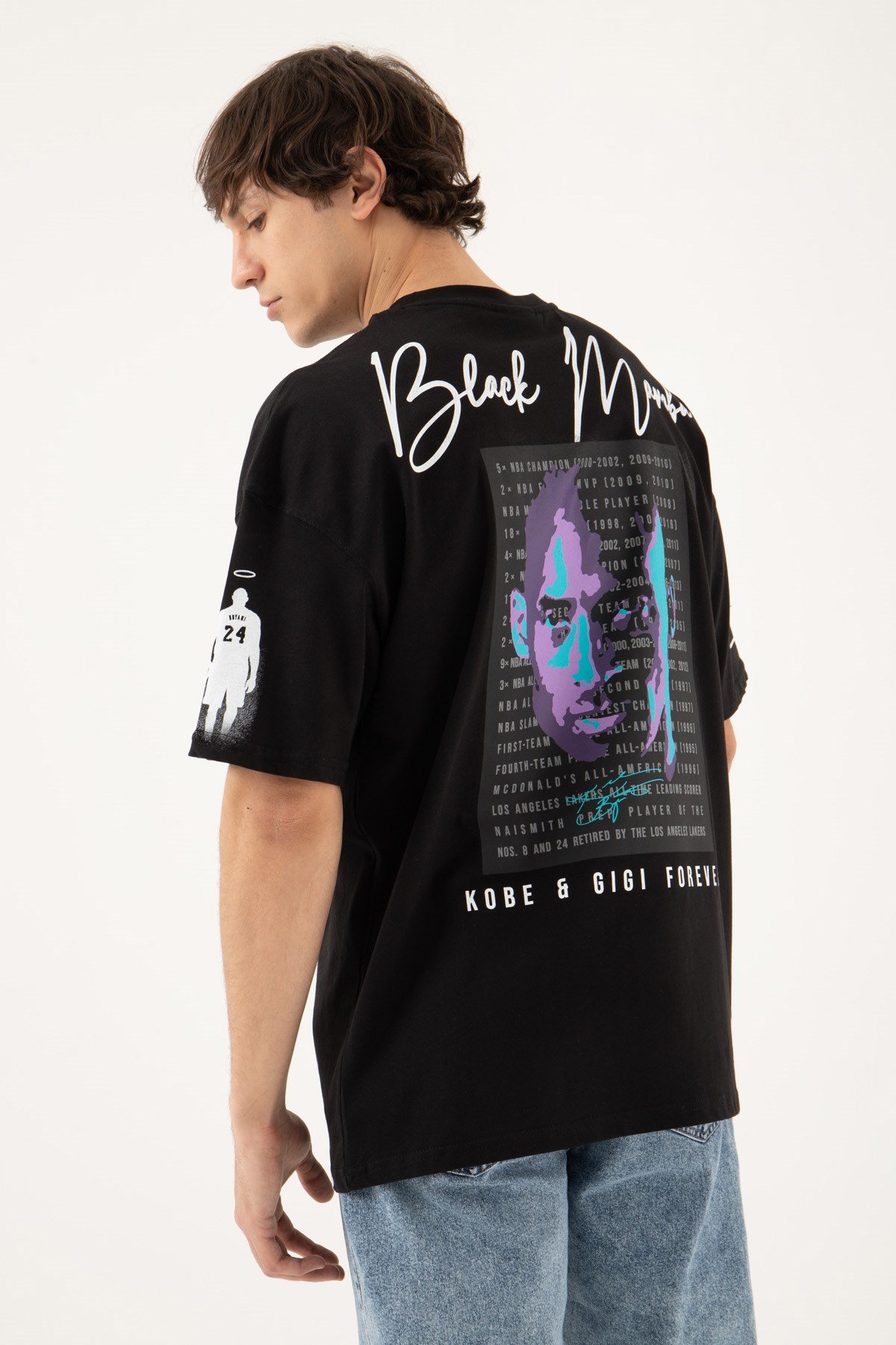 Oversize Black Mamba Baskılı Pamuklu T-Shirt SİYAH