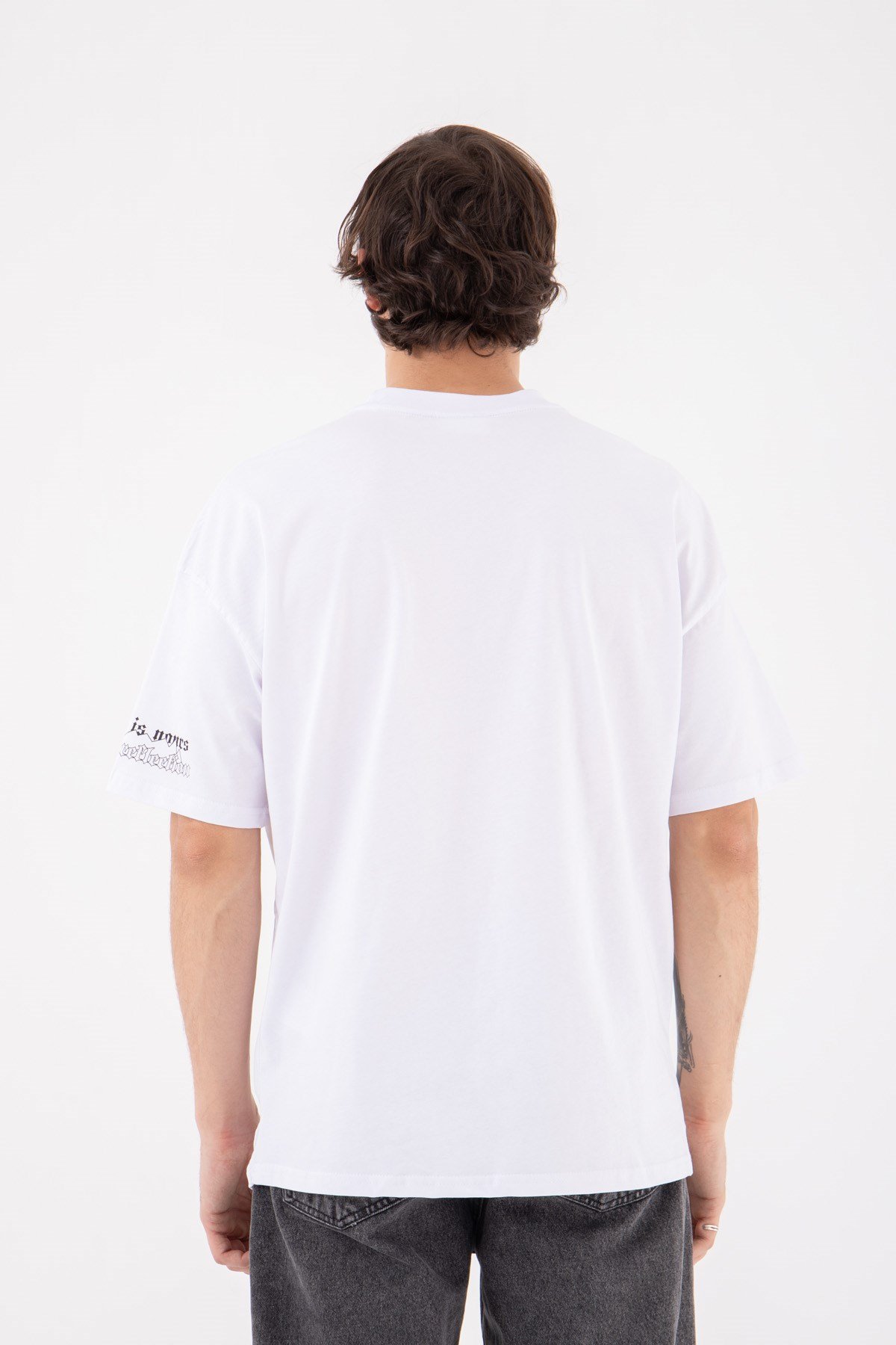 Oversize True Baskılı Pamuklu T-Shirt BEYAZ