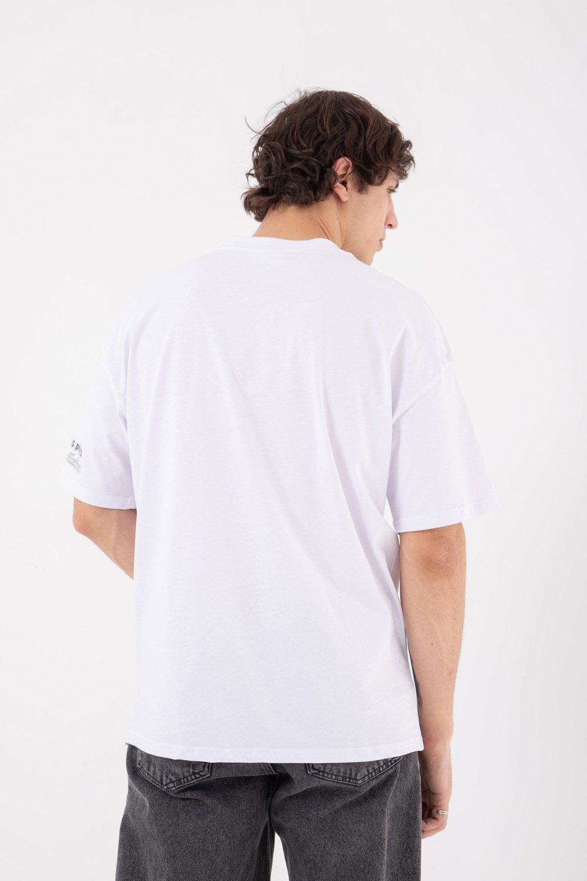 Oversize True Baskılı Pamuklu T-Shirt BEYAZ