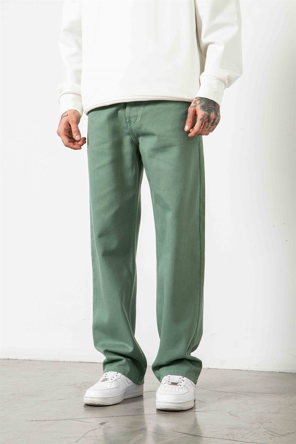 Baggy Gabardin Kumaş Pantolon YEŞİL