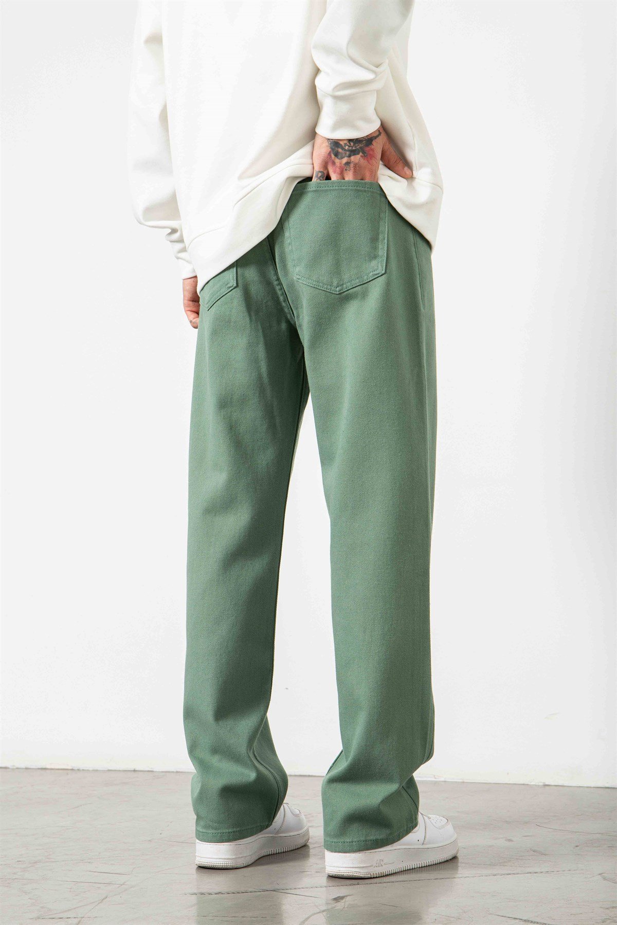Baggy Gabardin Kumaş Pantolon YEŞİL