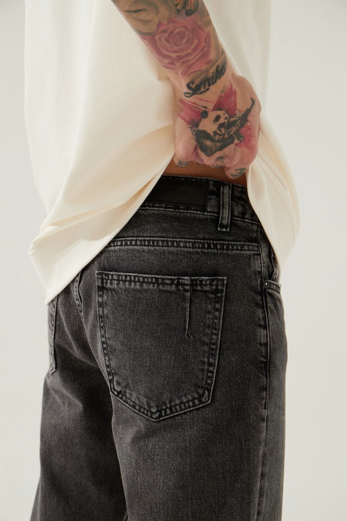 Erkek Loose Fit Yıkamalı Jean Pantolon / Asphalt