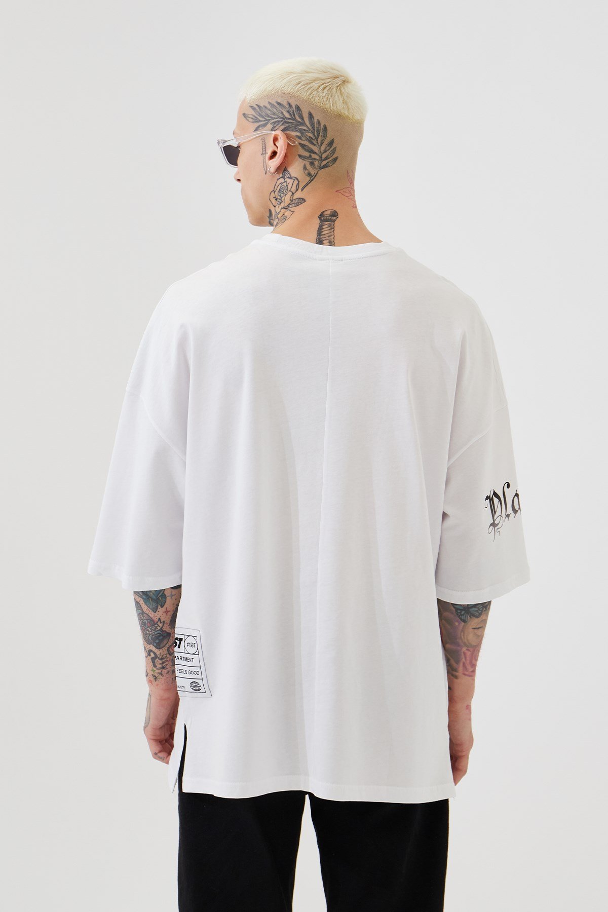 Super Oversize Player 88 Baskılı Pamuklu T-Shirt BEYAZ