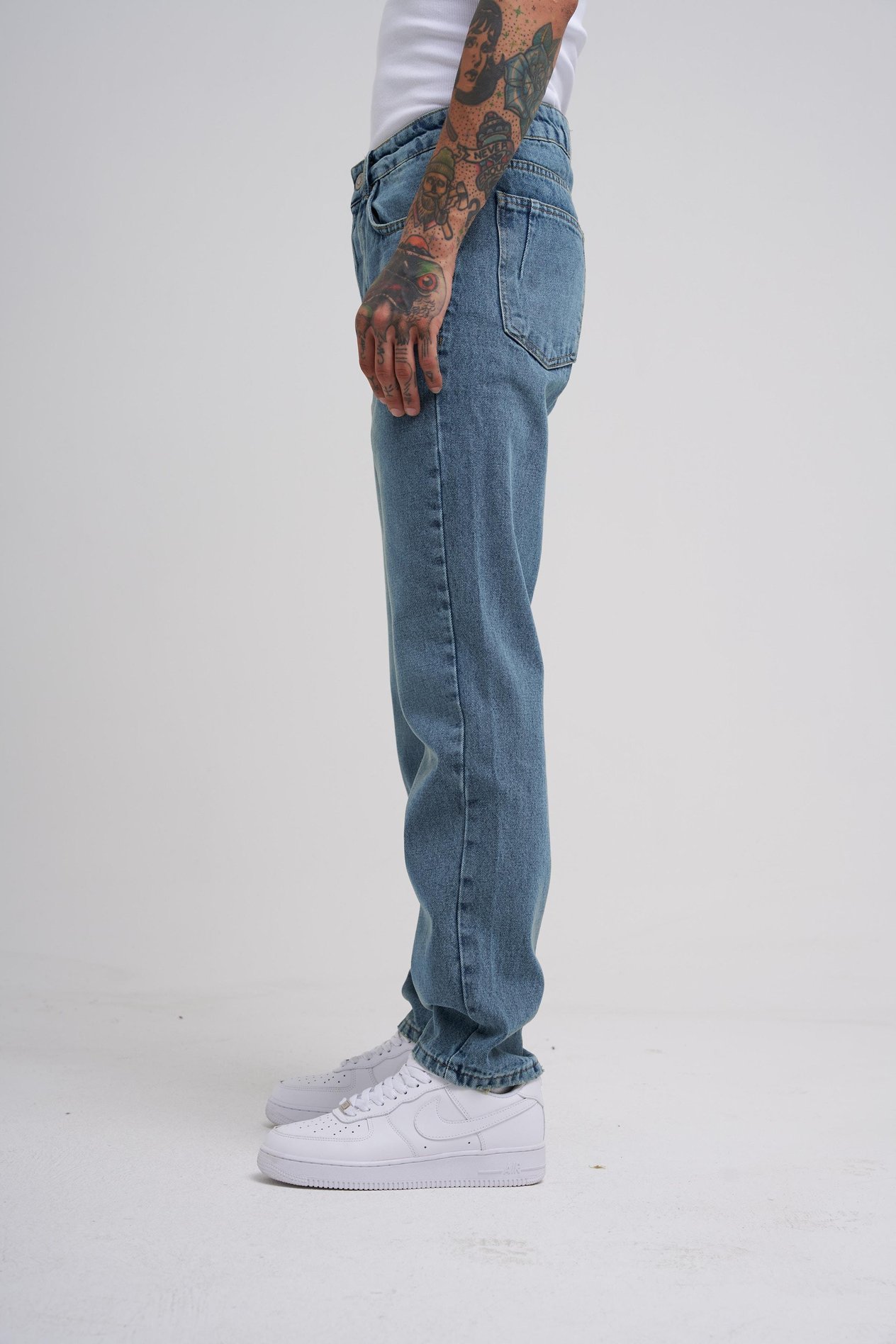 Erkek Loose Fith Jeans Pantolon Asit Mavi