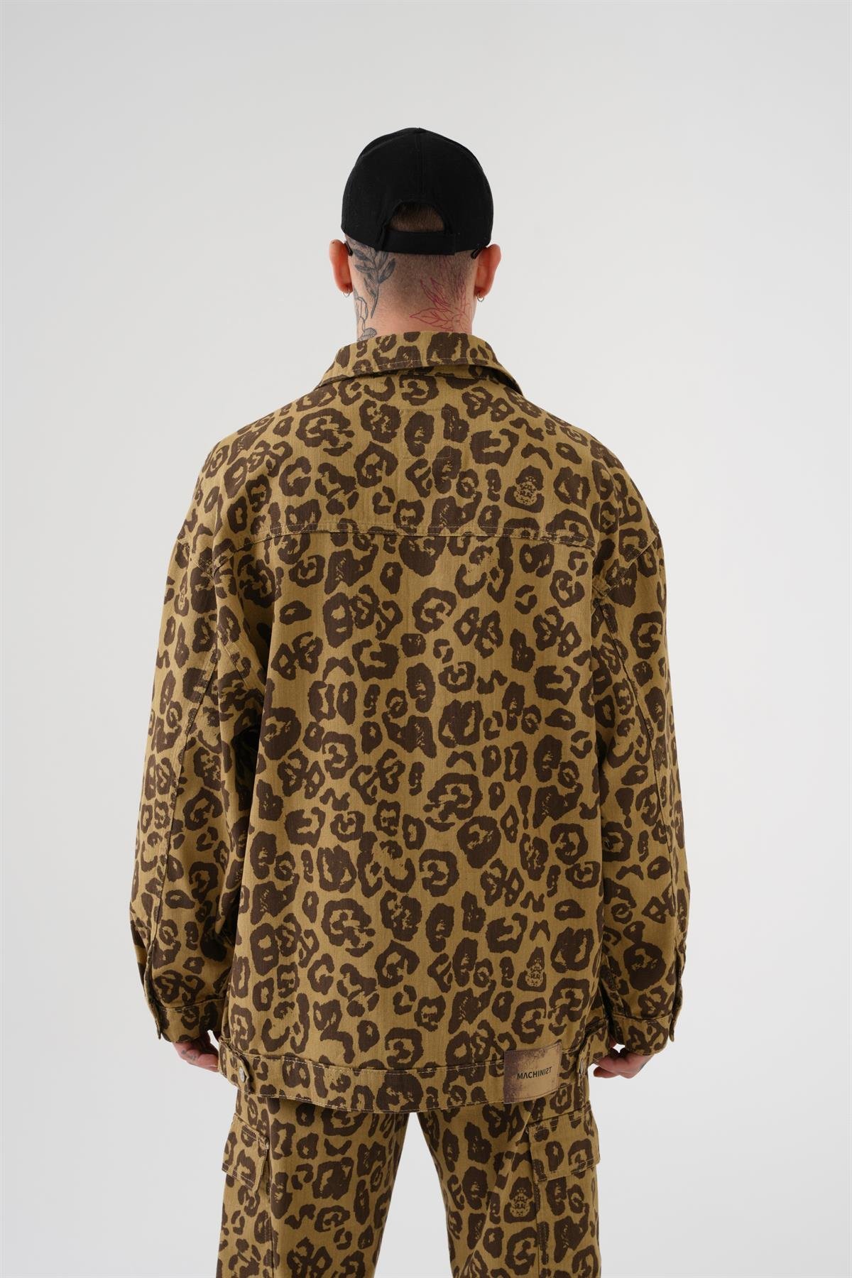 OVERSIZE DESENLİ DENİM KOT CEKET / LEOPAR DESEN