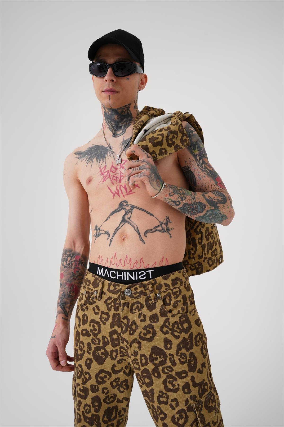 OVERSIZE DESENLİ DENİM KOT CEKET / LEOPAR DESEN