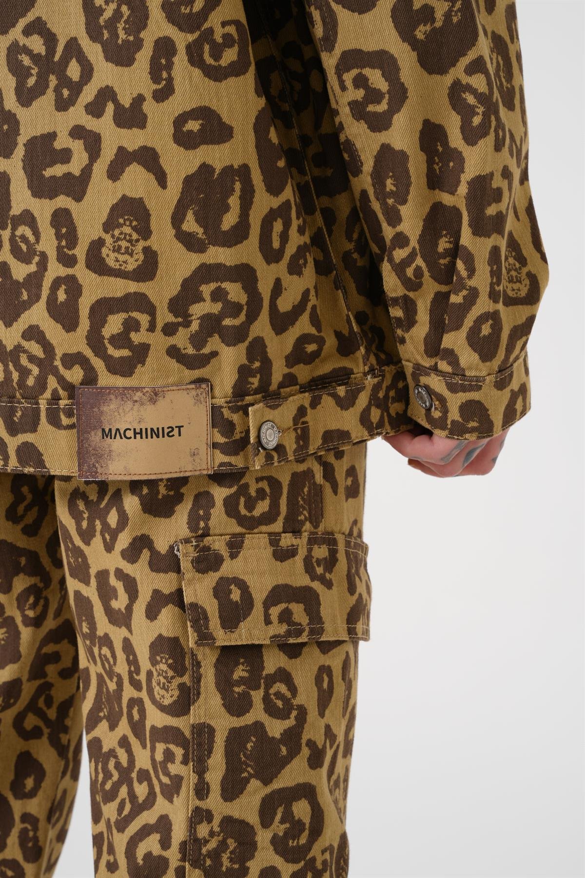 OVERSIZE DESENLİ DENİM KOT CEKET / LEOPAR DESEN