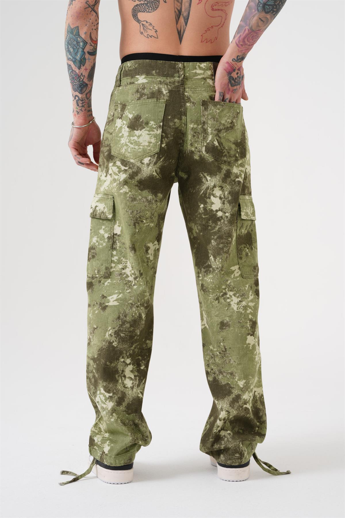 DESENLİ KARGO CEPLİ BAGGY KOT PANTOLON / KAMUFLAJ