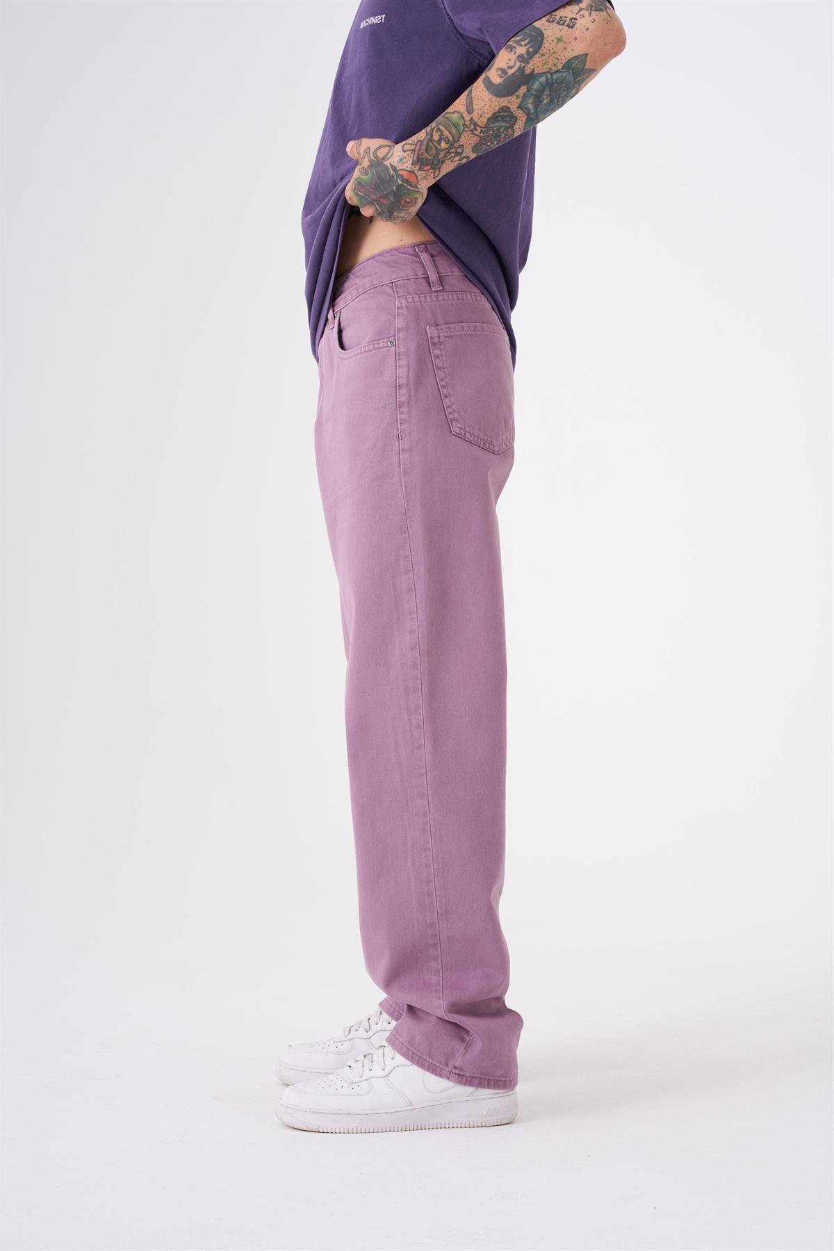 Dyed Baggy Gabardin Jeans Pantolon PURPLE