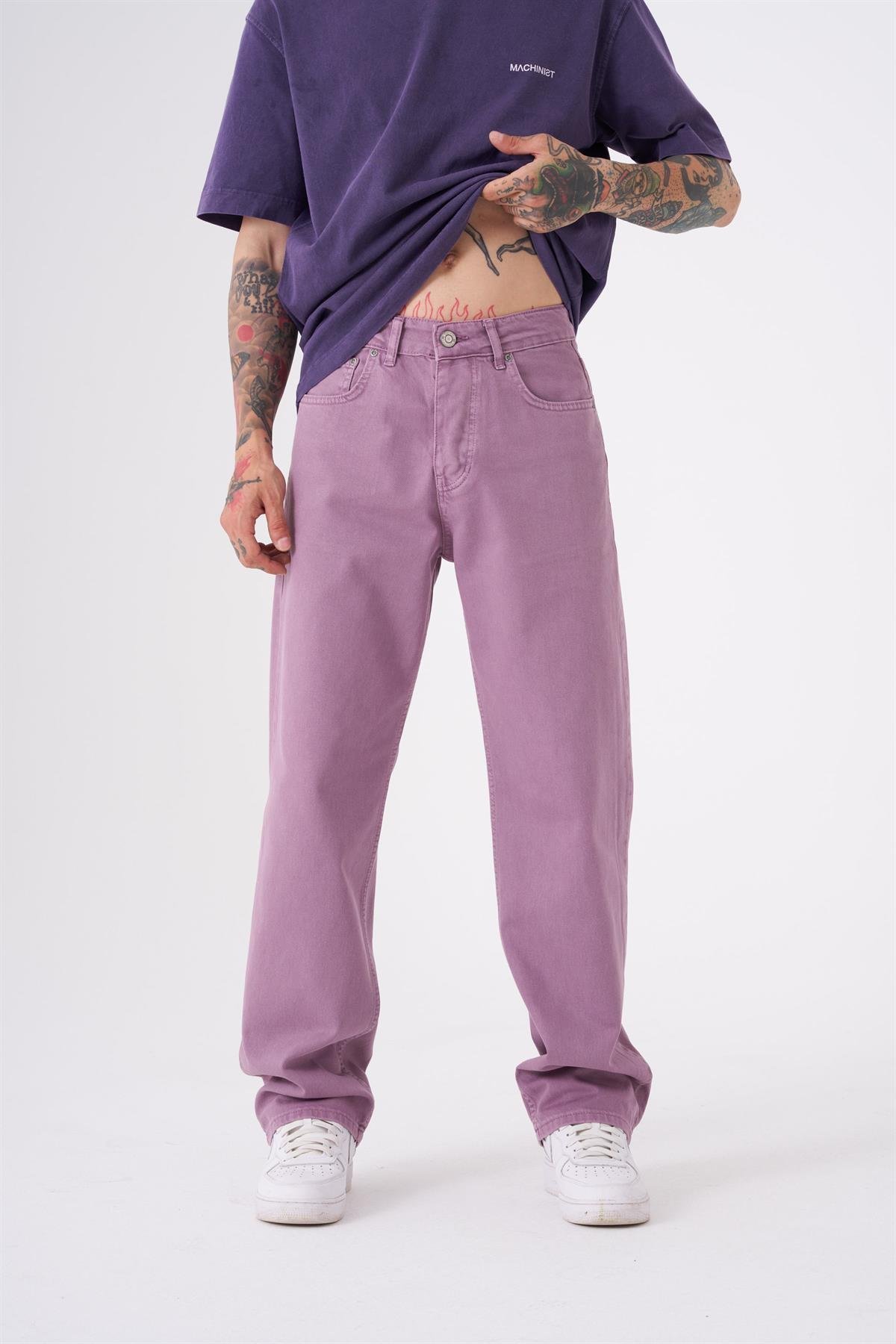 Dyed Baggy Gabardin Jeans Pantolon PURPLE