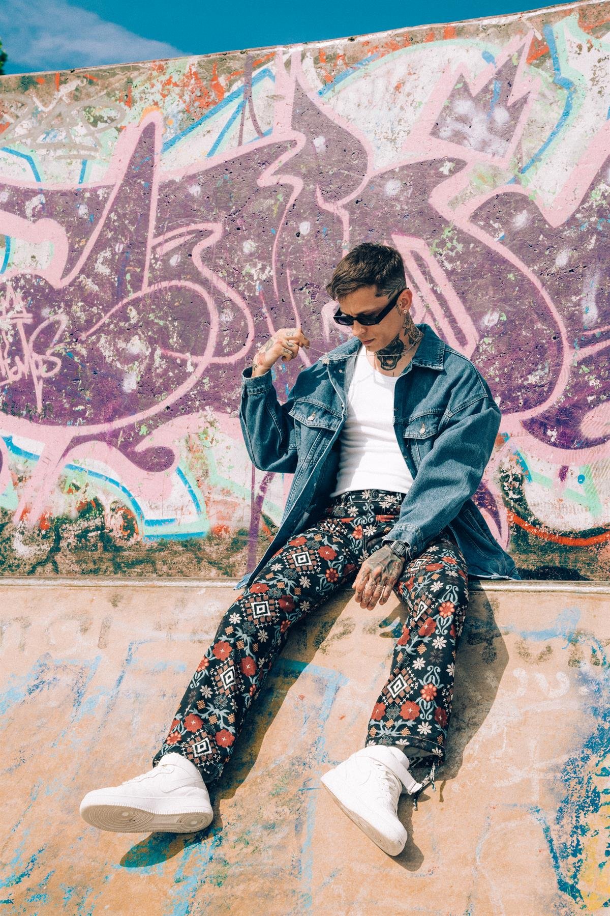 Baggy Baskılı Jean Pantolon Nirvana