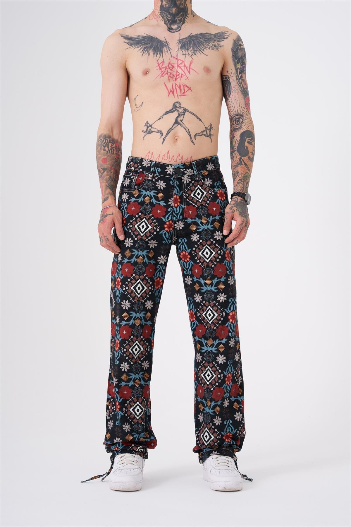 Baggy Baskılı Jean Pantolon Nirvana