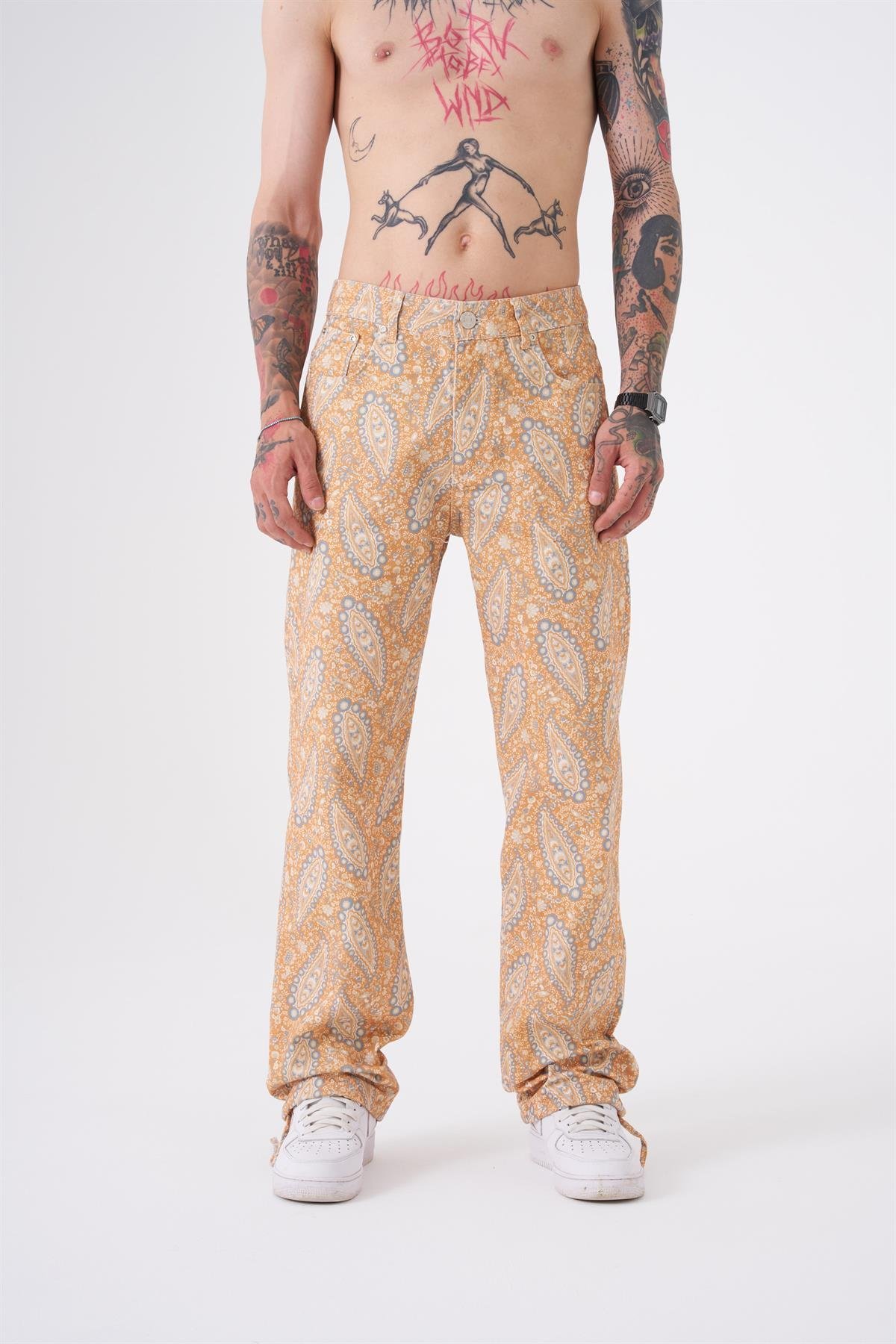 Baggy Baskılı Jean Pantolon Desert