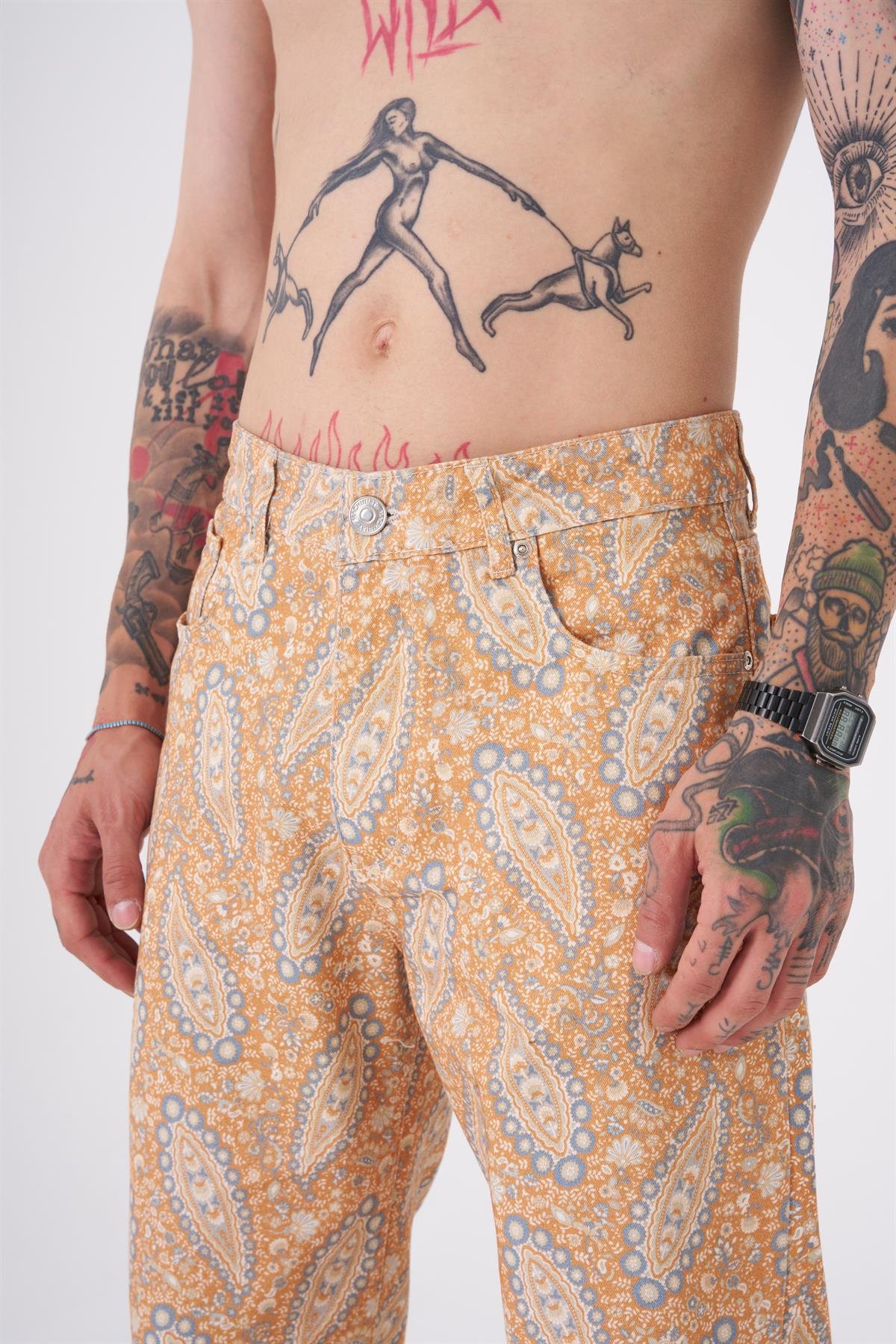 Baggy Baskılı Jean Pantolon Desert