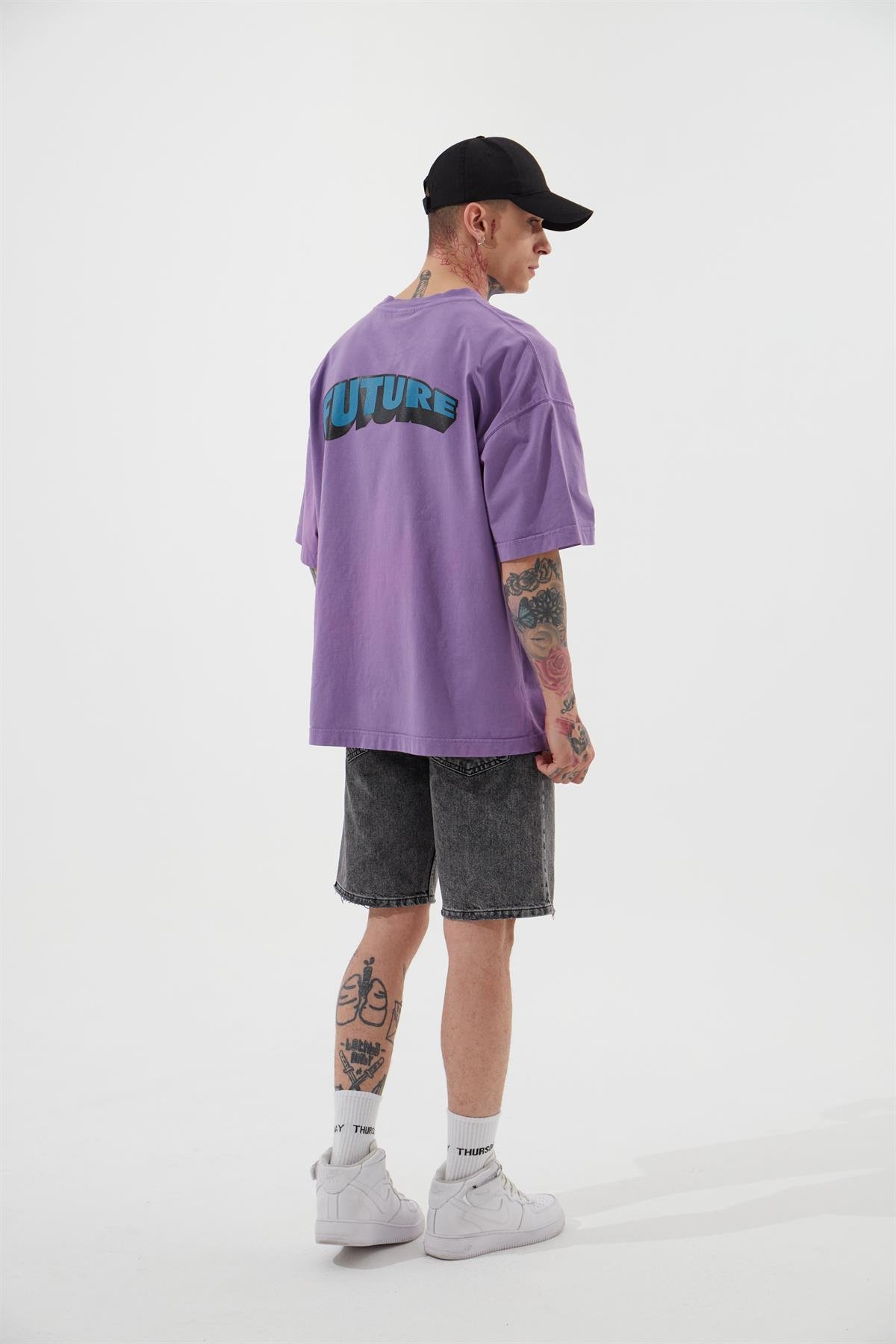 LOOSE FIT DENİM BERMUDA ŞORT ASPHALT