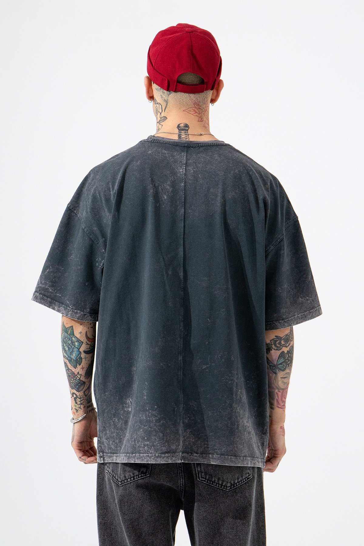 Oversize Yıkamalı Metallica Baskılı Pamuklu T-Shirt SİYAH