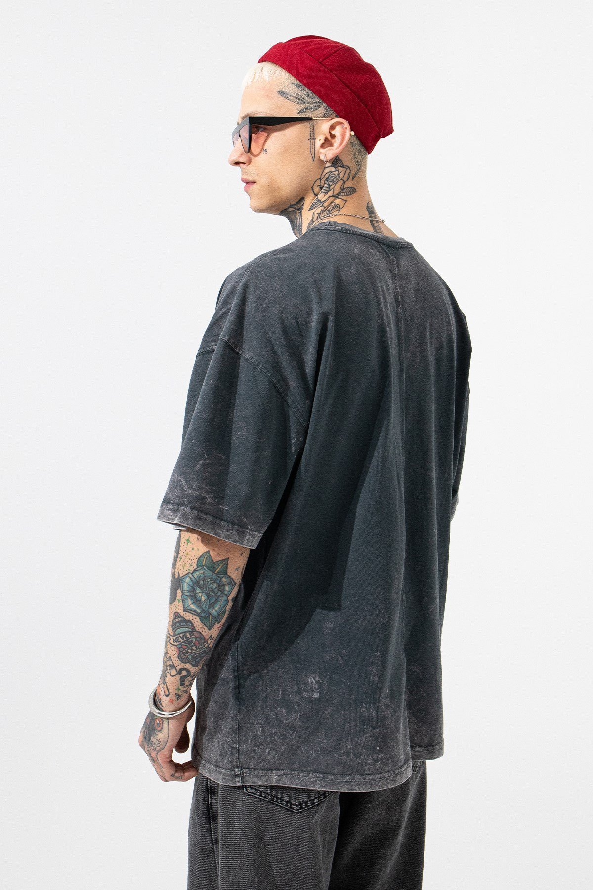 Oversize Yıkamalı Metallica Baskılı Pamuklu T-Shirt SİYAH