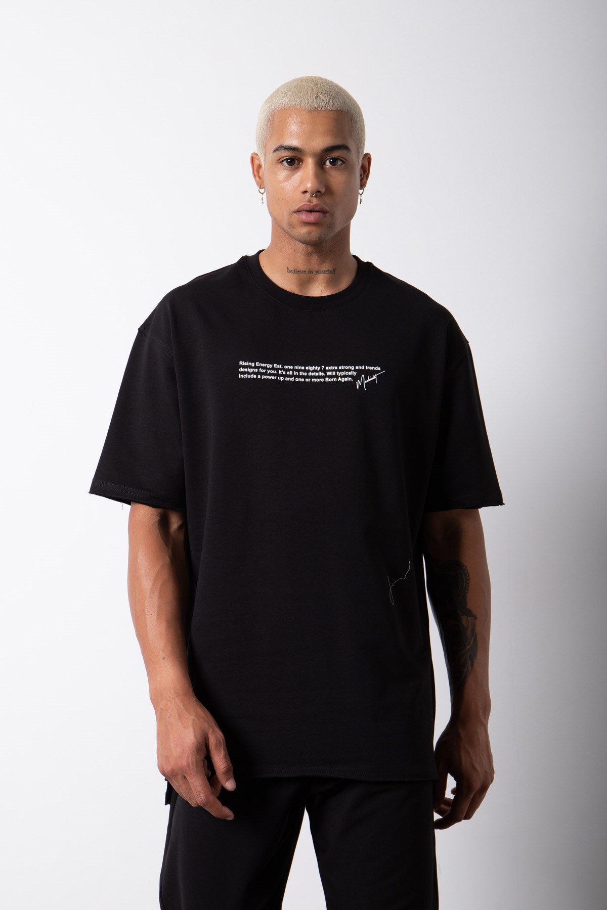 Relaxed Polızeı Baskılı Pamuklu T-Shirt SİYAH