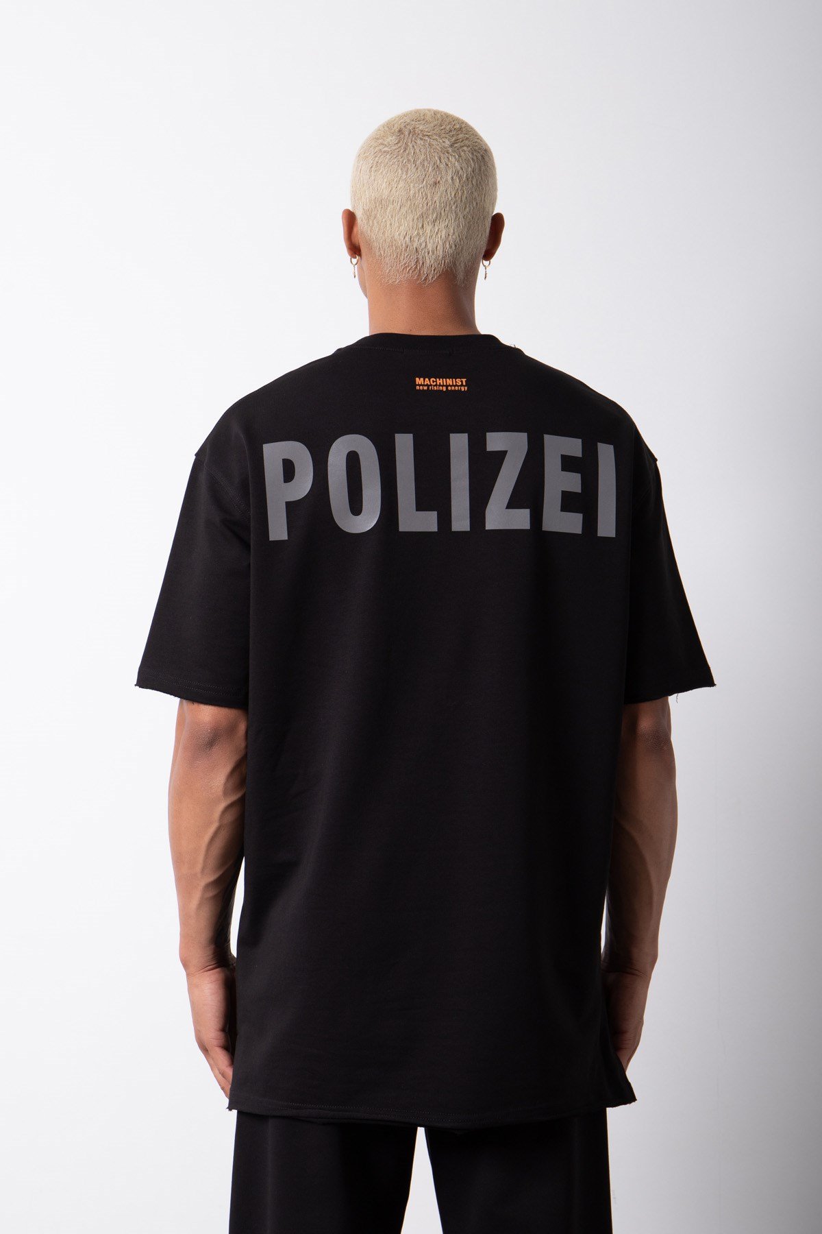 Relaxed Polızeı Baskılı Pamuklu T-Shirt SİYAH