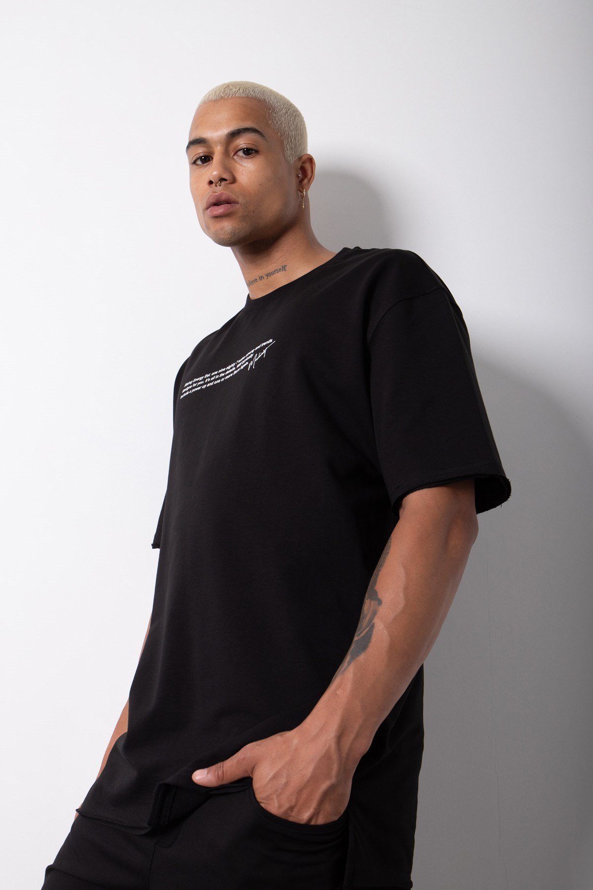Relaxed Polızeı Baskılı Pamuklu T-Shirt SİYAH