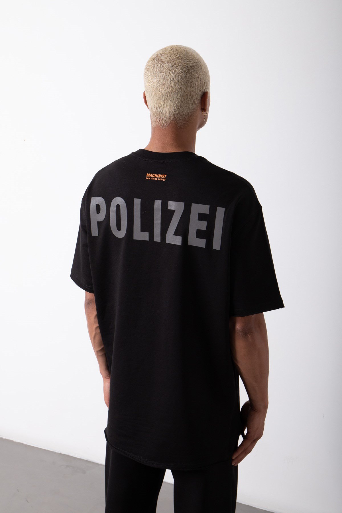 Relaxed Polızeı Baskılı Pamuklu T-Shirt SİYAH