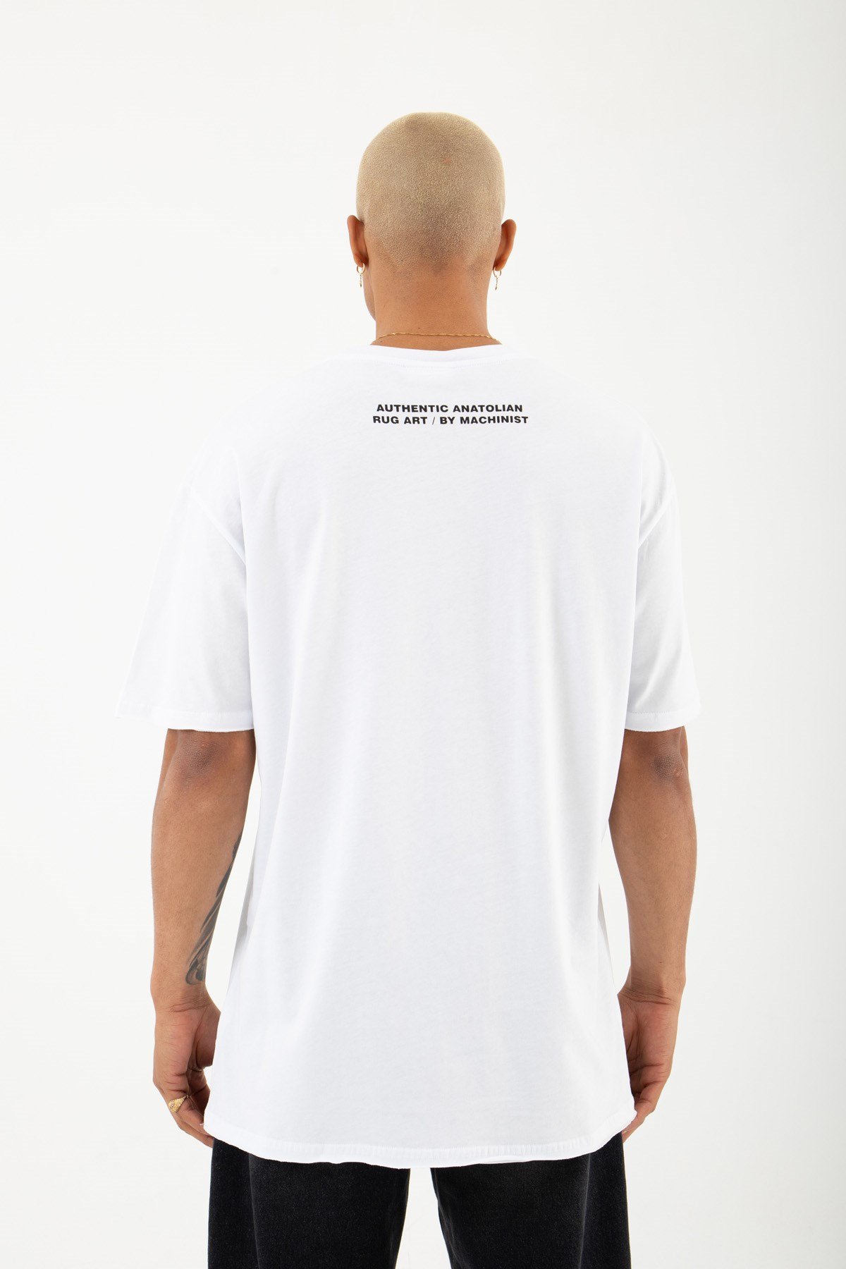 Relaxed Etnik Baskılı Pamuklu T-shirt BEYAZ