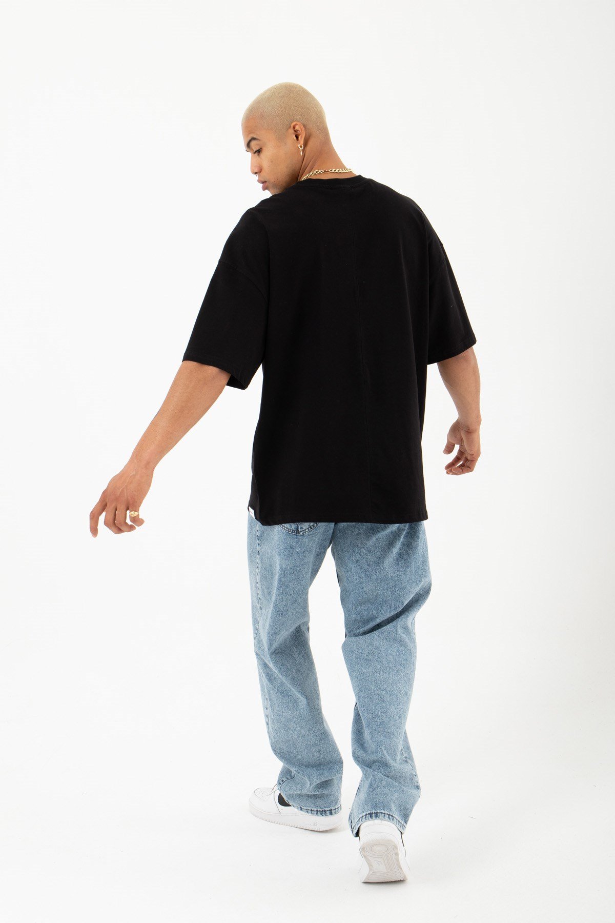 Oversize Kobe Bryant Baskılı Pamuklu T-Shirt SİYAH