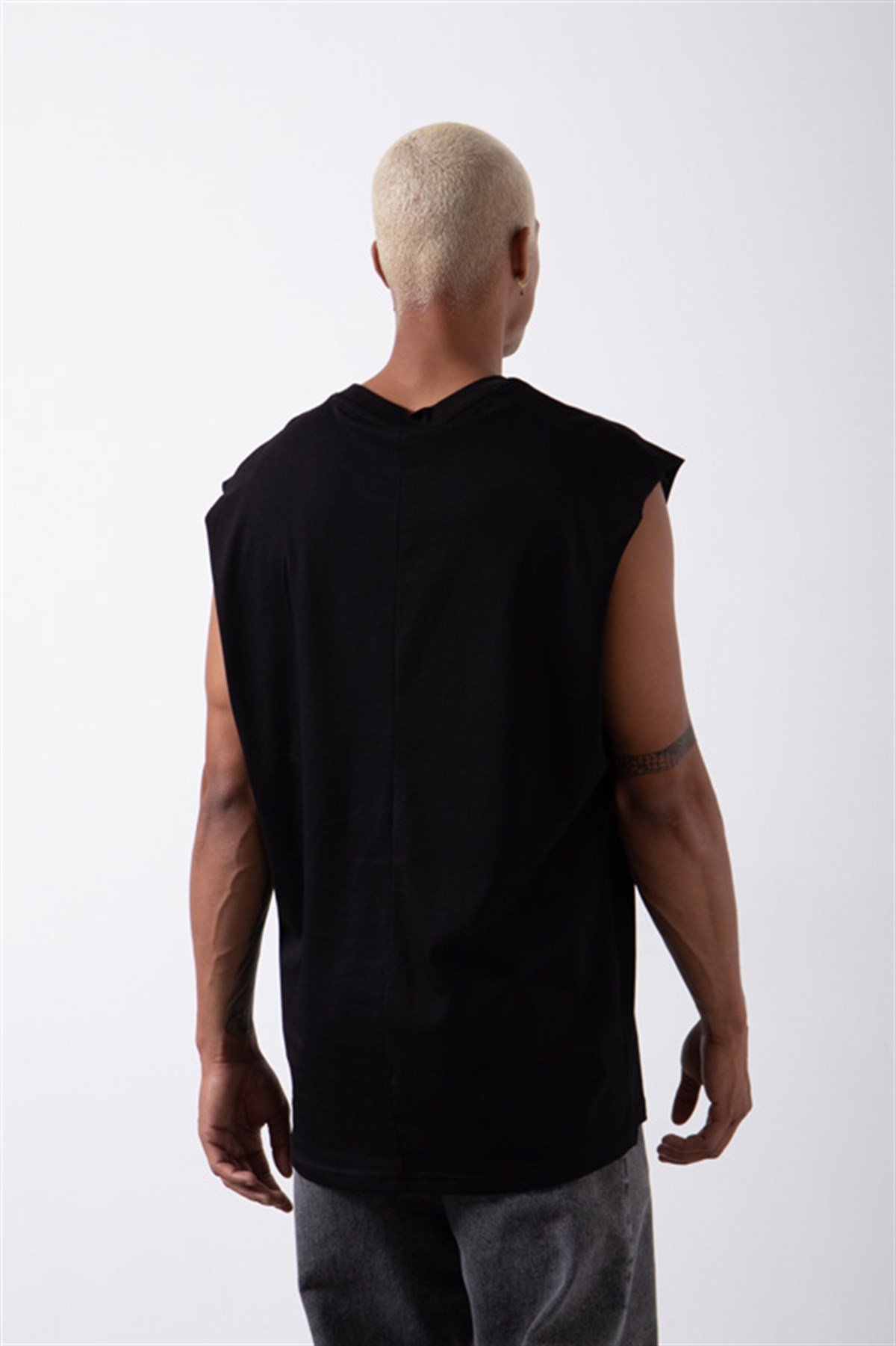 Oversize Basic Pamuklu Sıfır Kol Atlet SİYAH