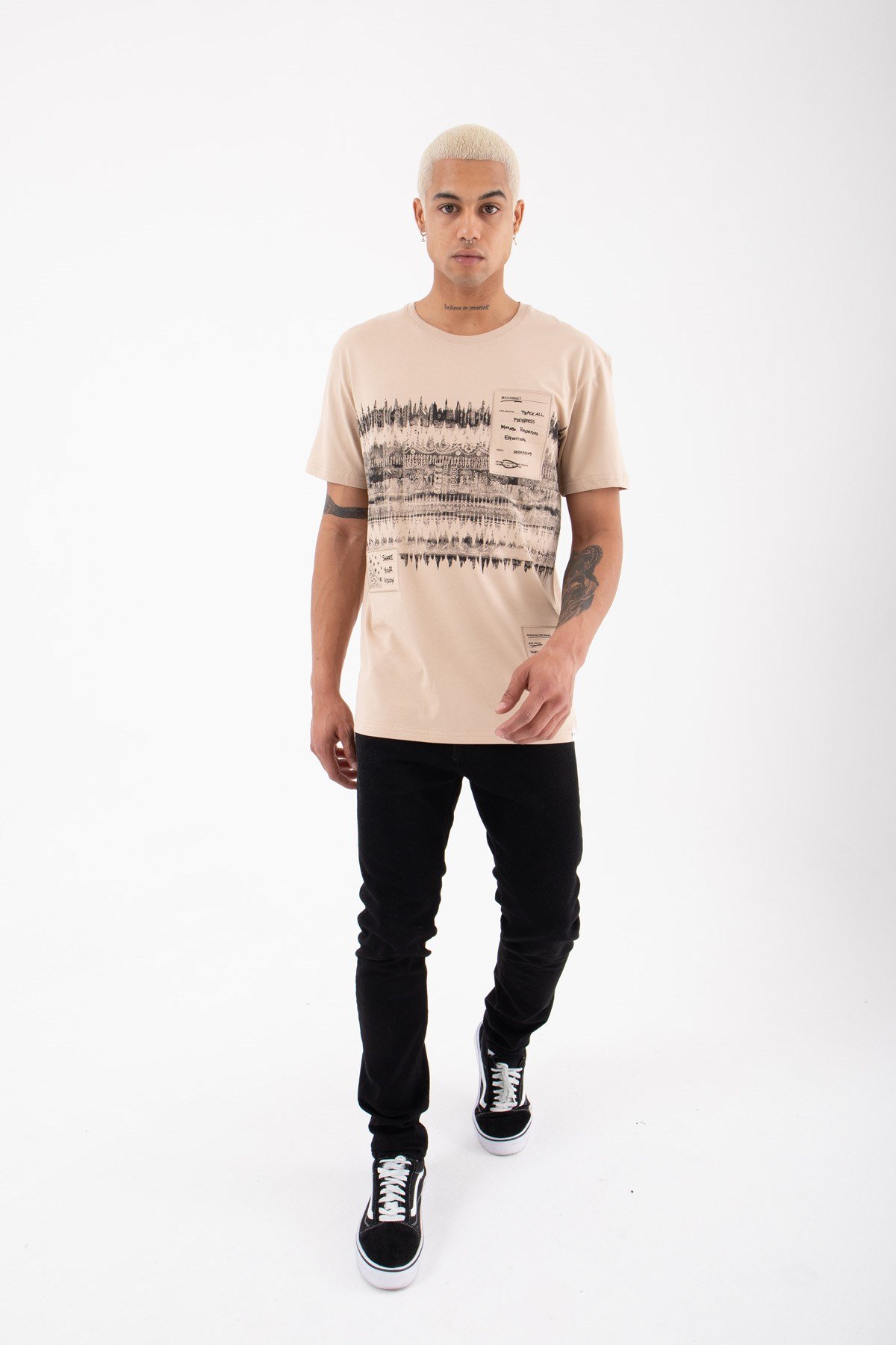 Regular Share Your Vision Baskılı Pamuklu T-Shirt BEJ