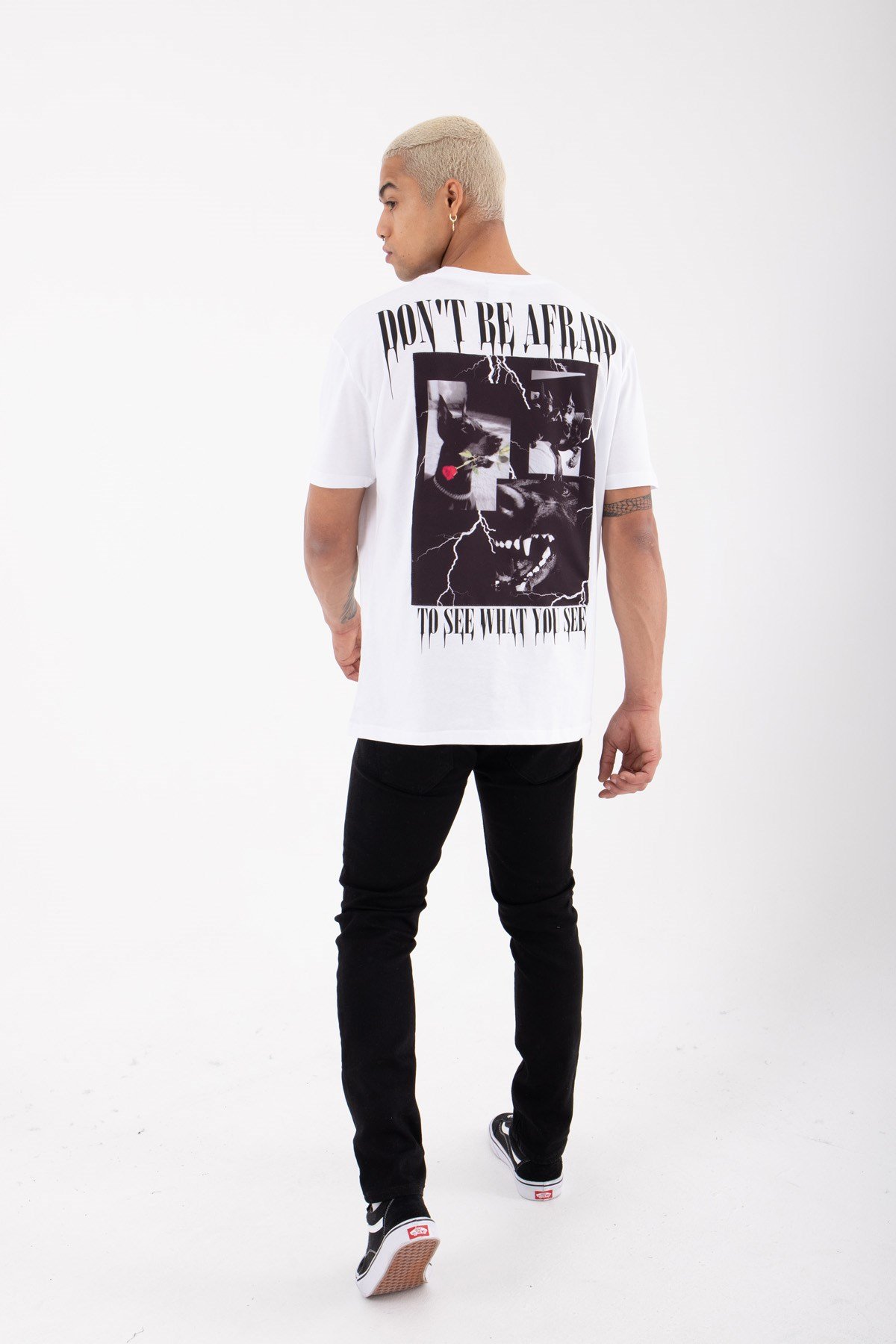 Regular Don't Be Afraid Baskılı Pamuklu T-Shirt BEYAZ