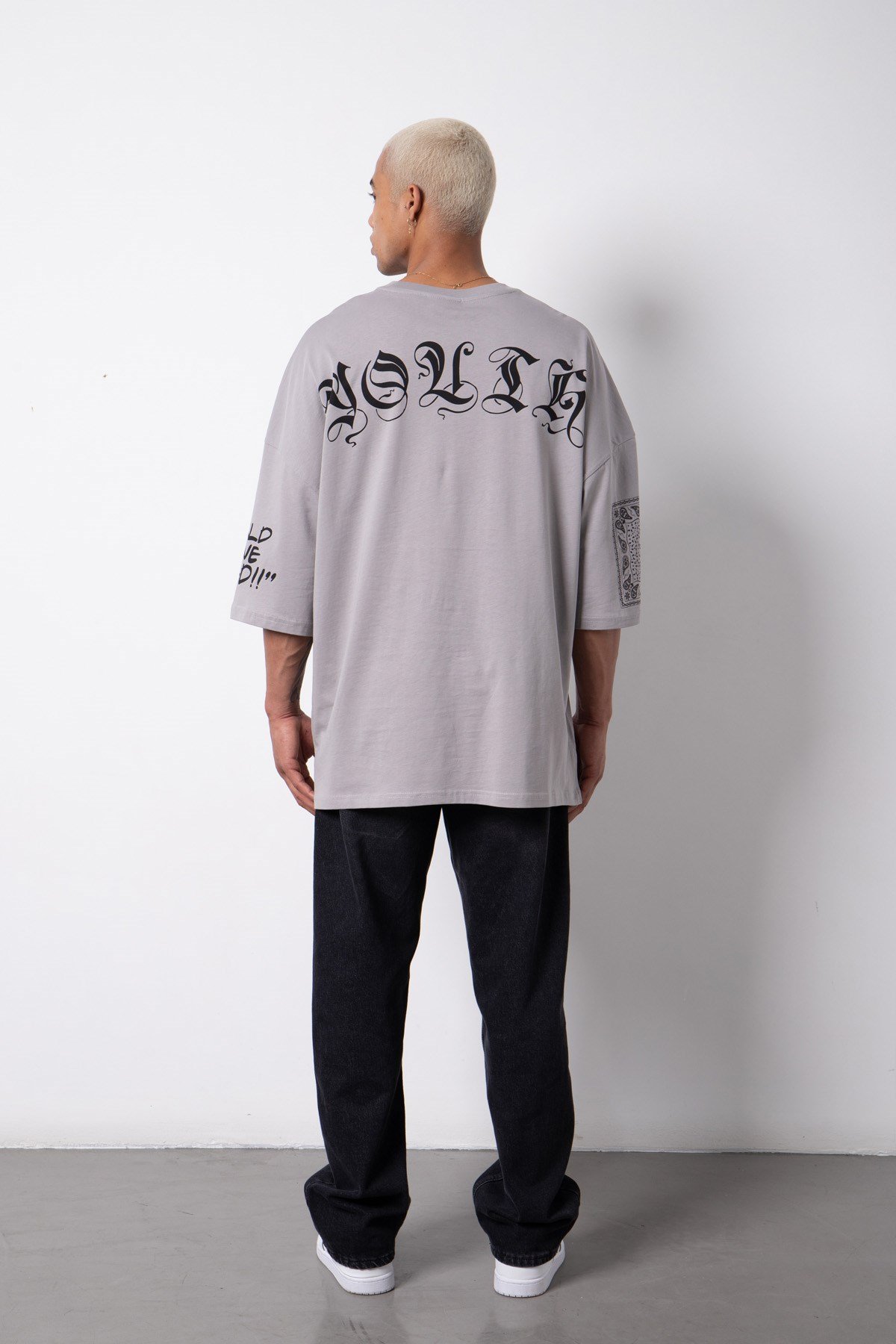 Süper Oversize Youth Baskılı Pamuklu T-Shirt ICE GRİ