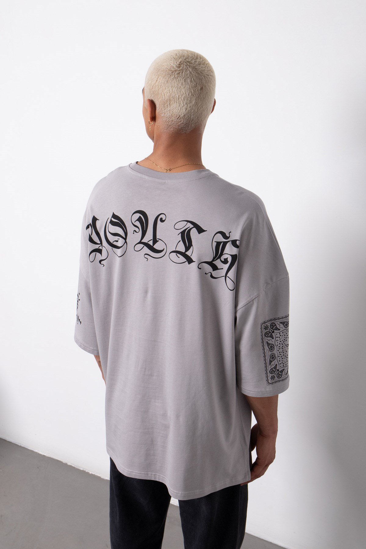 Süper Oversize Youth Baskılı Pamuklu T-Shirt ICE GRİ