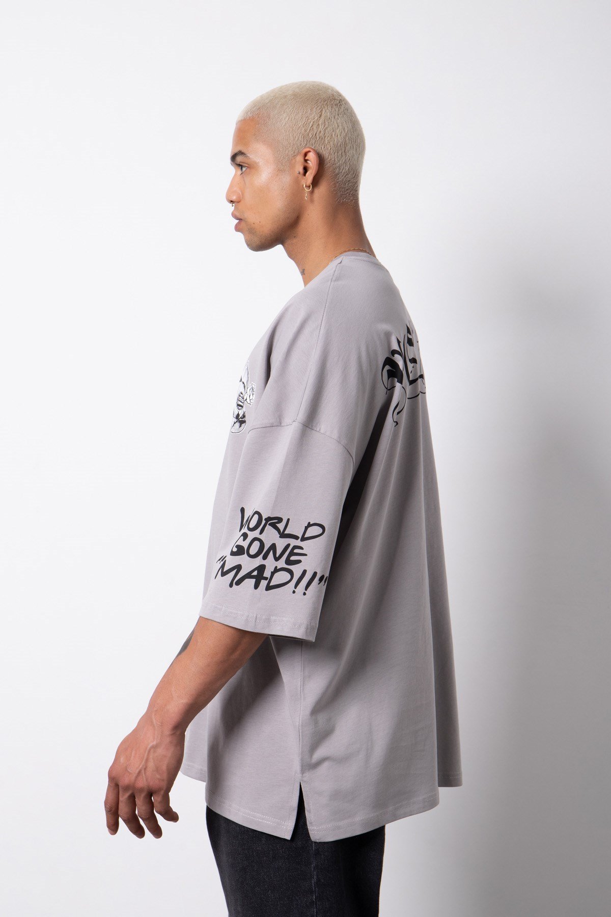 Süper Oversize Youth Baskılı Pamuklu T-Shirt ICE GRİ