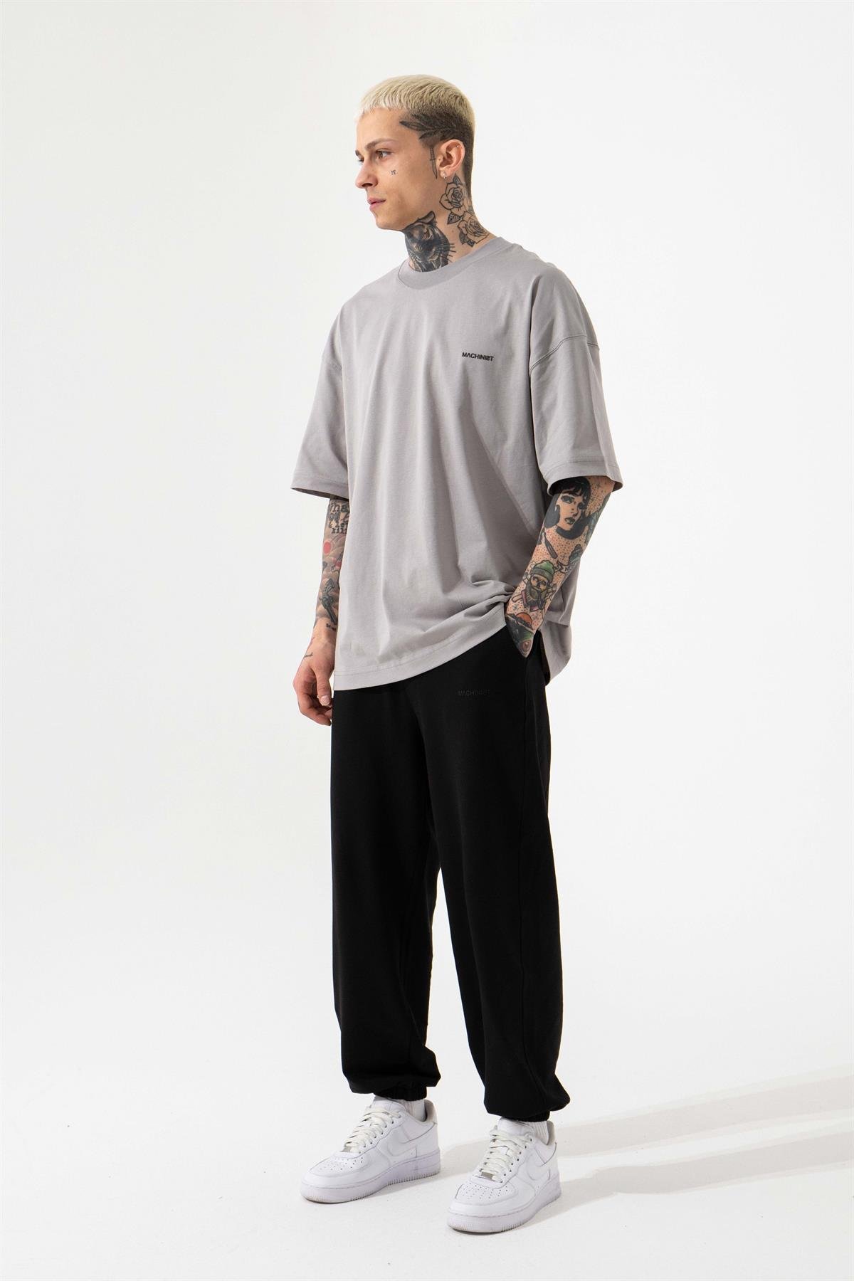Oversize Basic Süprem Pamuklu T-Shirt Ice Gri