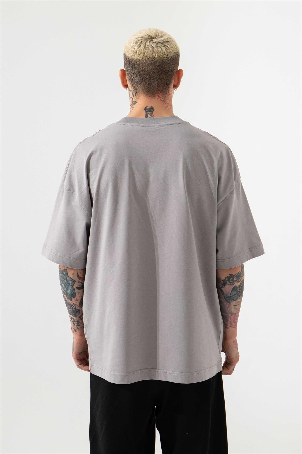 Oversize Basic Süprem Pamuklu T-Shirt Ice Gri