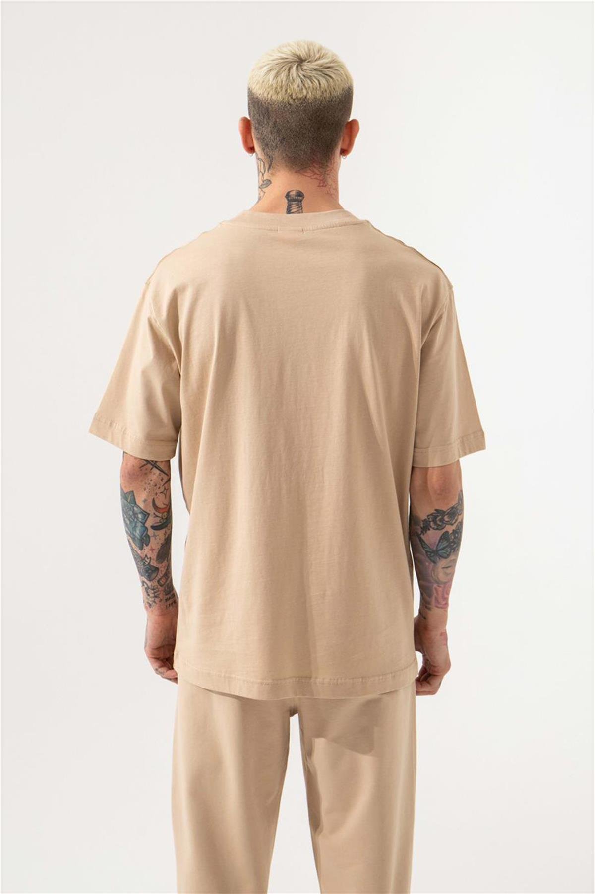 RELAXED BASIC PAMUKLU T-SHIRT BEJ