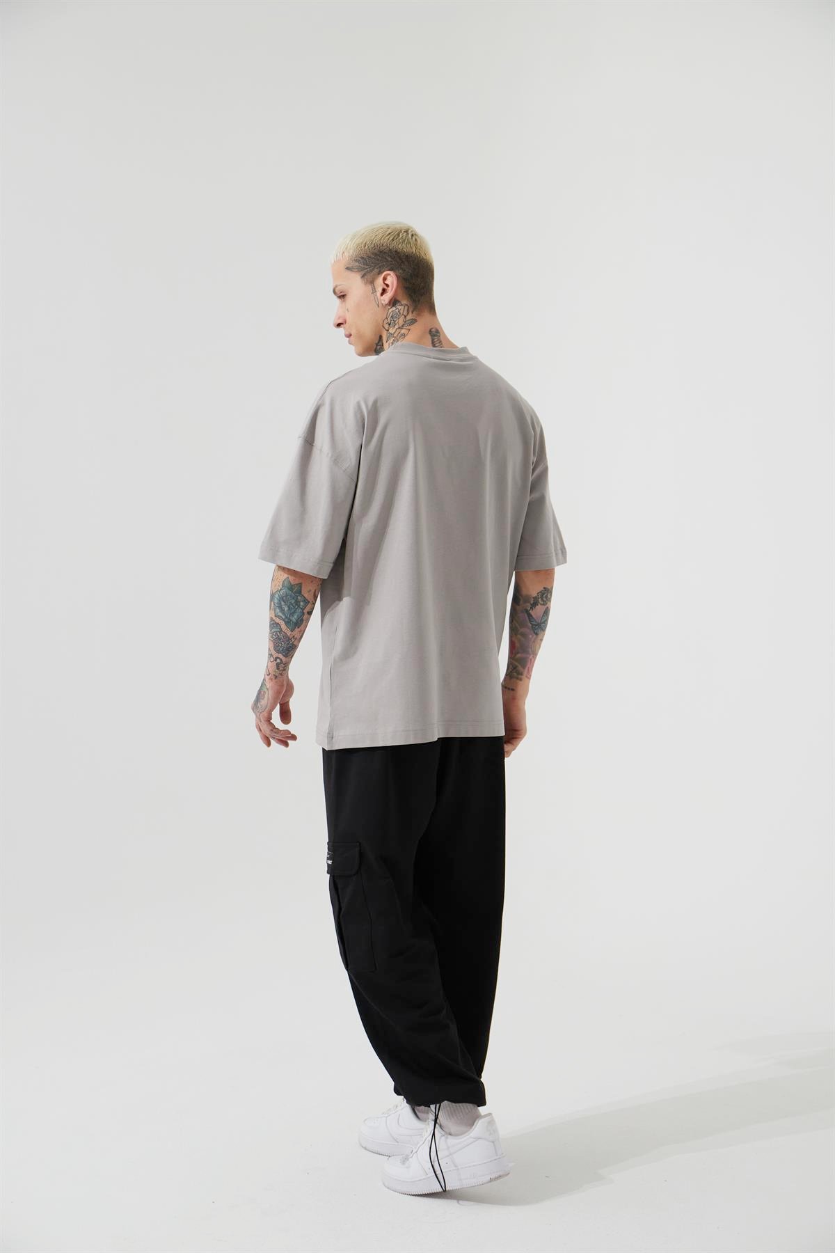 OVERSIZE MAC RABBIT BASKILI T-SHIRT ICE GRİ
