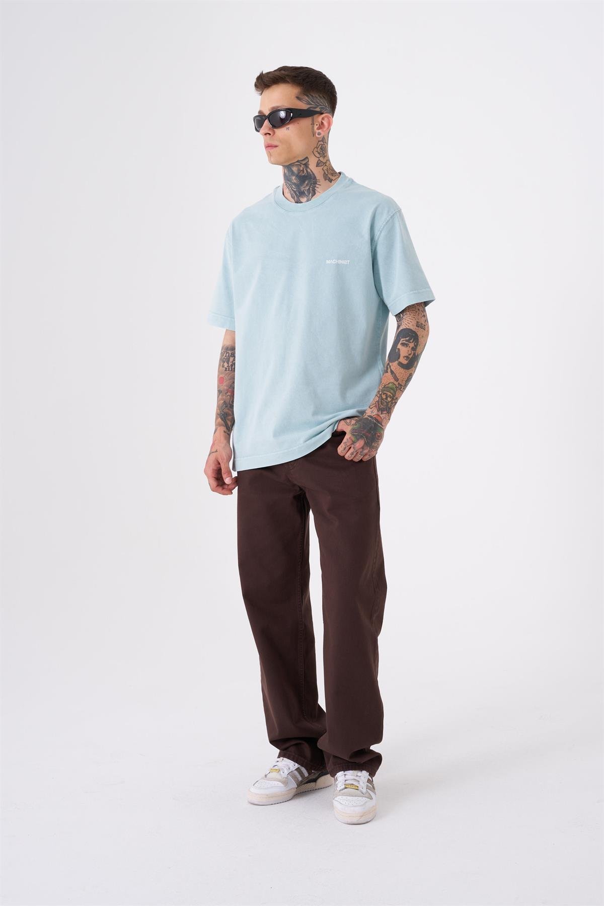 Unisex Relaxed Yıkamalı Basic T-Shirt Ether